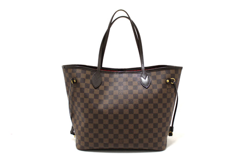 Authentic Louis Vuitton Damier Canvas Neverfull MM Shoulder Tote Bag