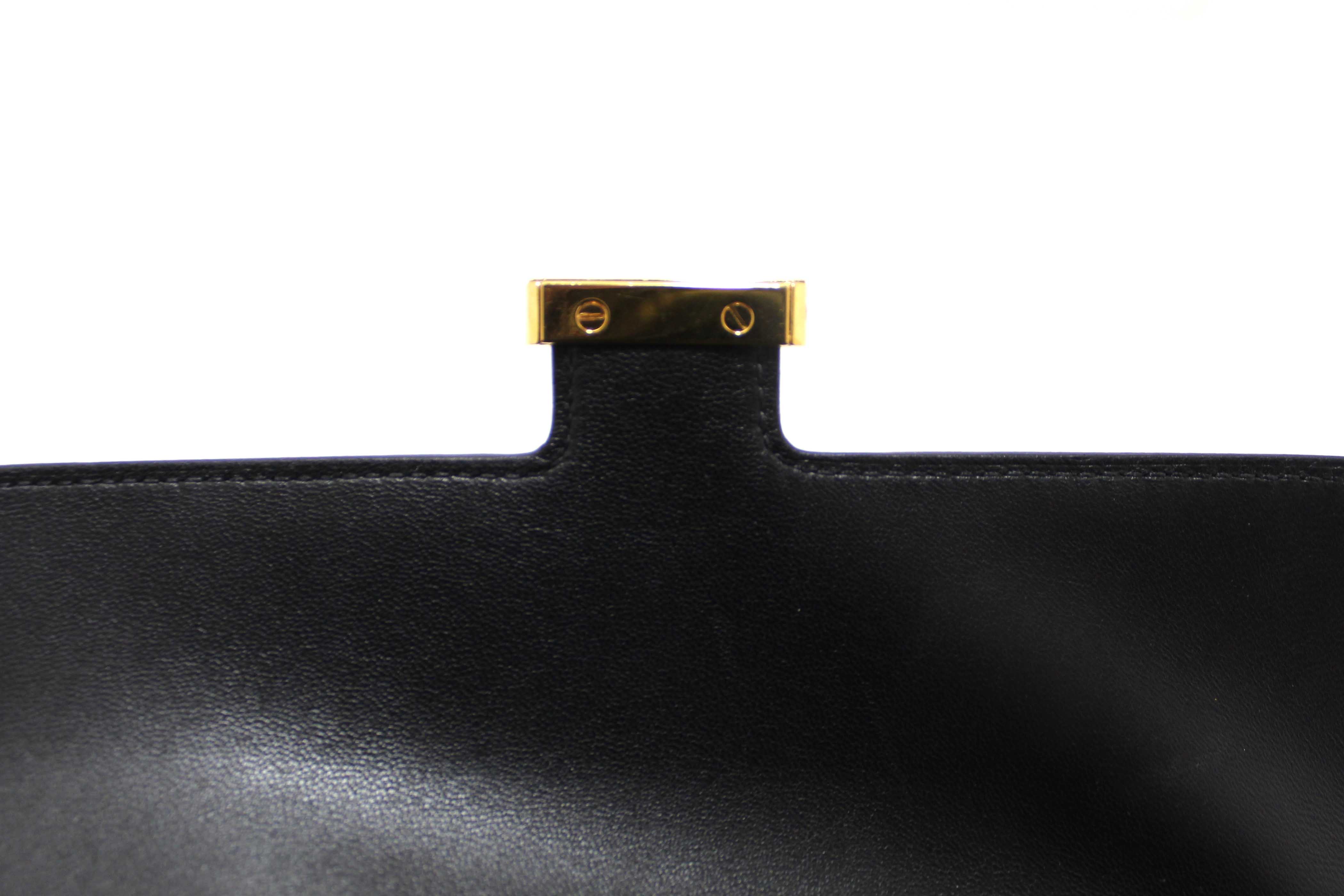 Authentic Hermes Black Epsom Leather Constance To Go Wallet Crossbody Bag