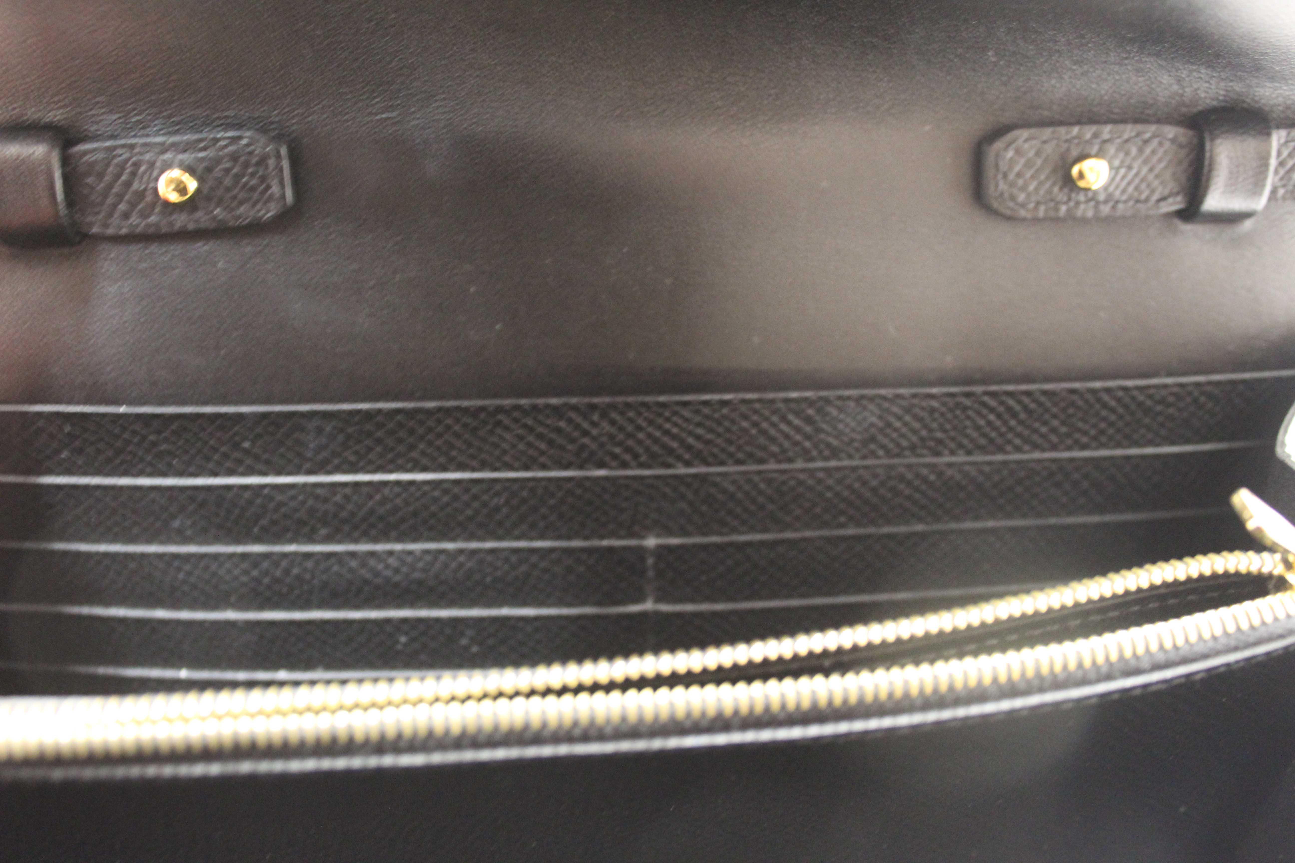 Authentic Hermes Black Epsom Leather Constance To Go Wallet Crossbody Bag