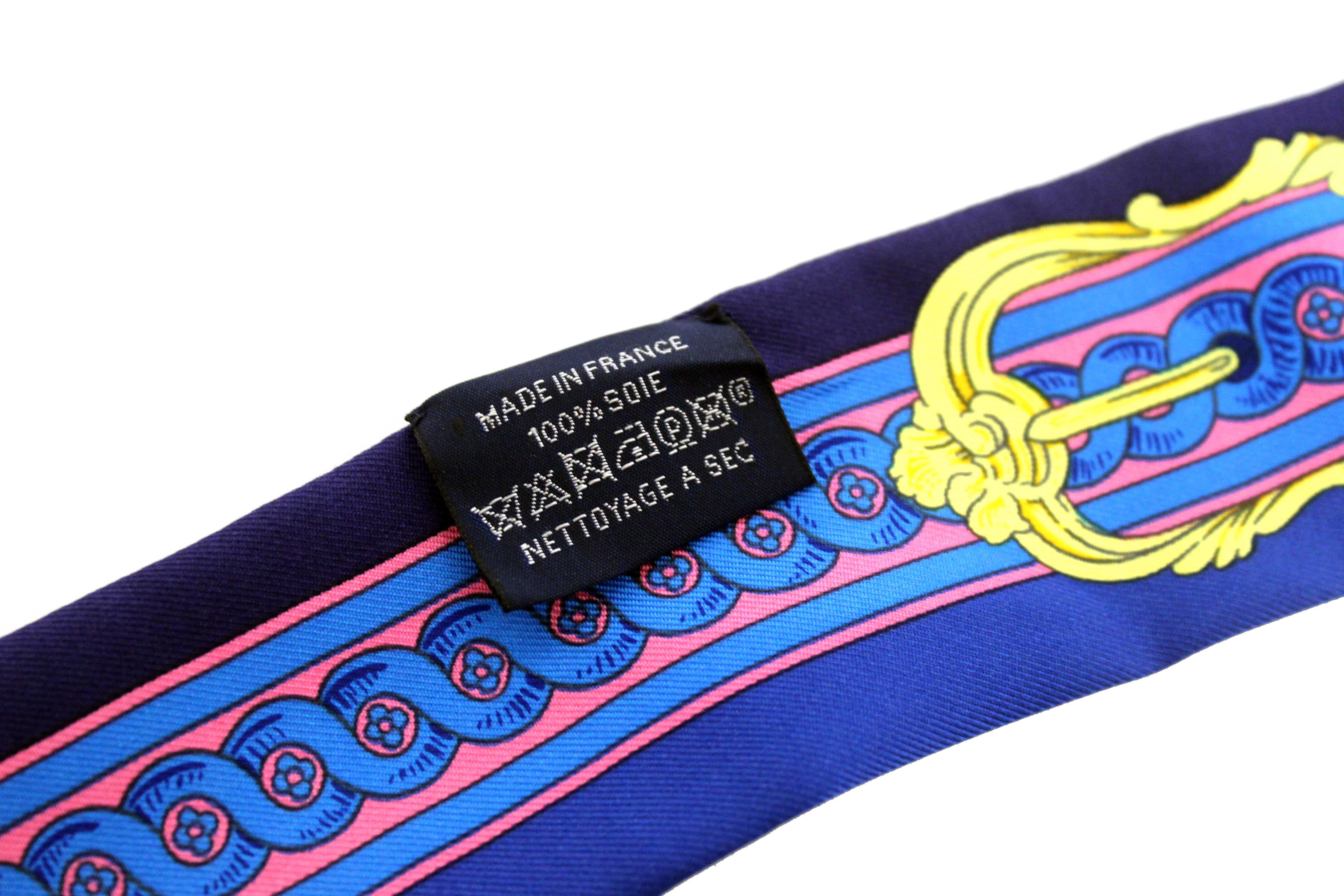 Authentic Hermes Blue Silk Bride De Cour Twilly Bandeau Scarf