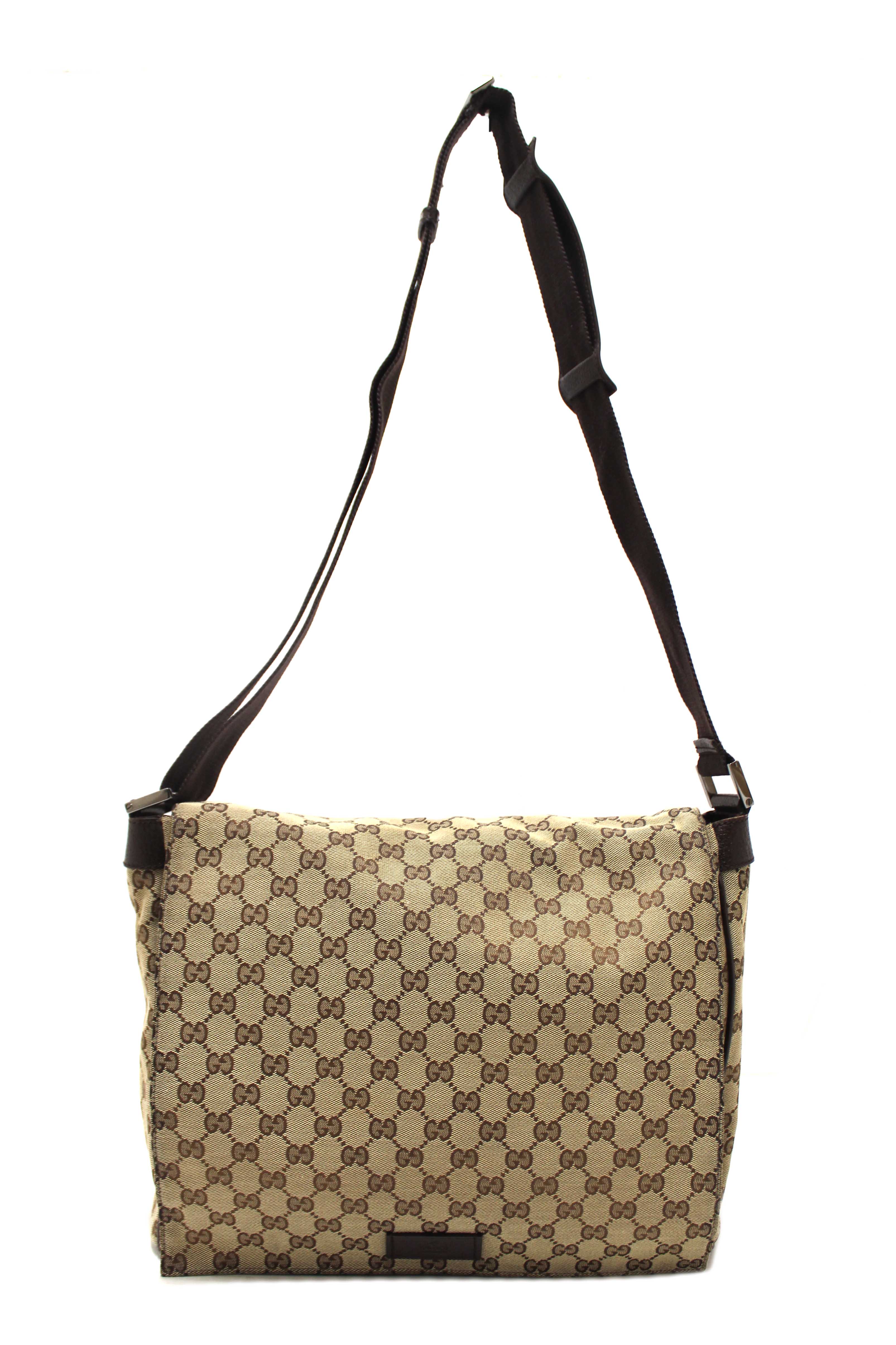 Authentic Gucci GG Monogram Flap Messenger Bag 145861