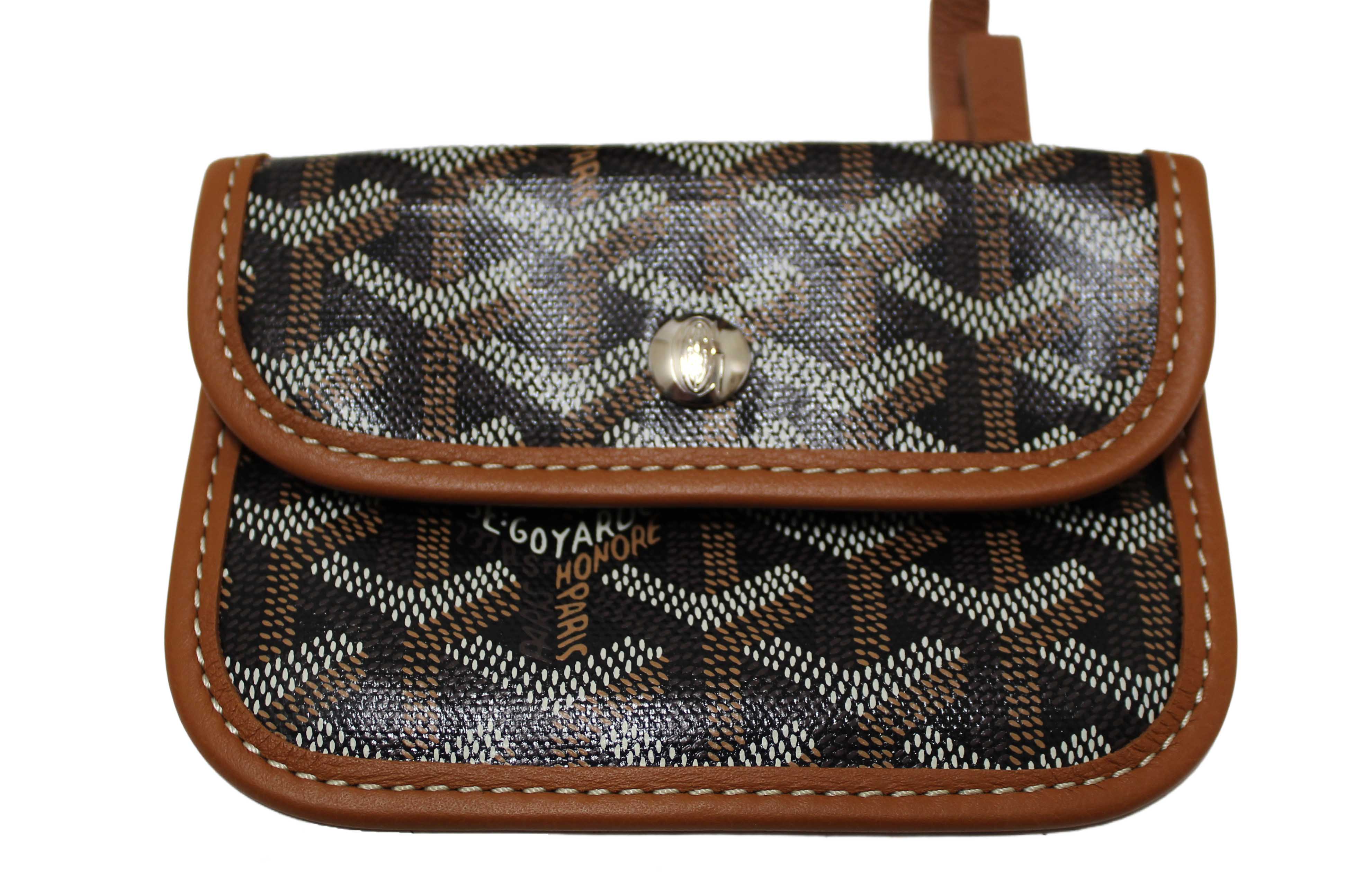 Authentic Goyard Black and Brown Goyardine Canvas Anjou Mini Tote Bag