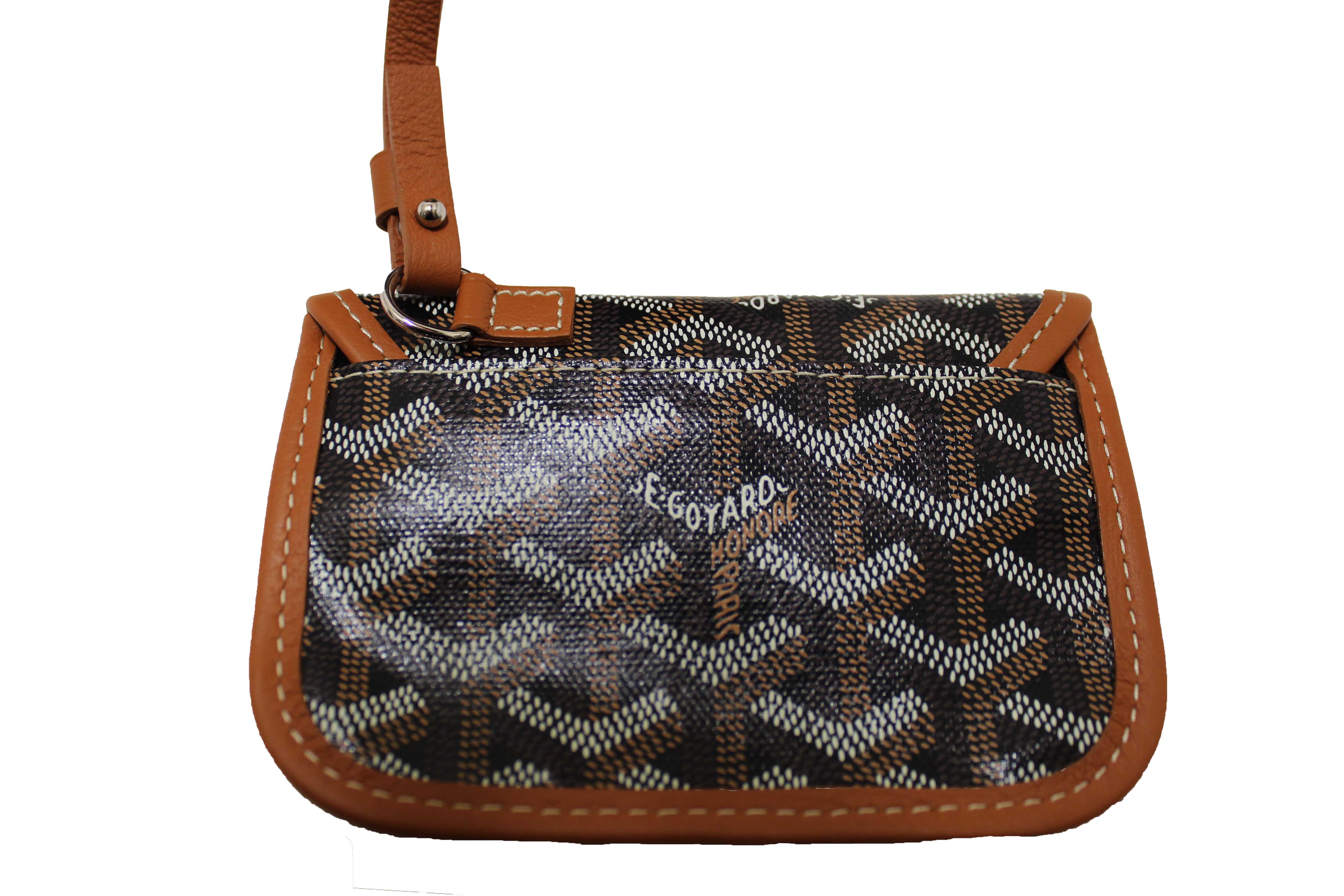 Authentic Goyard Black and Brown Goyardine Canvas Anjou Mini Tote Bag