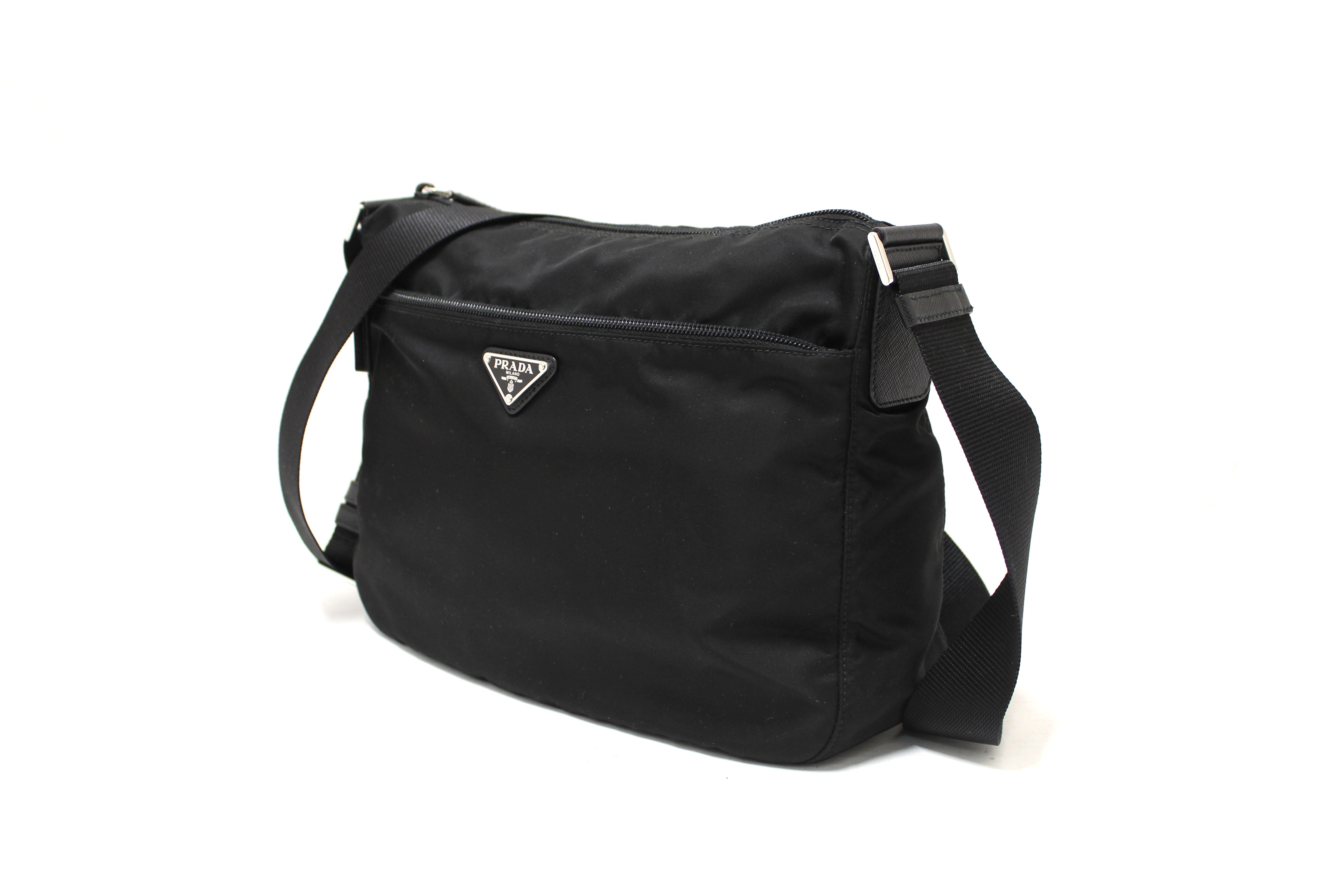 Authentic Prada Black Nylon Messenger Bag