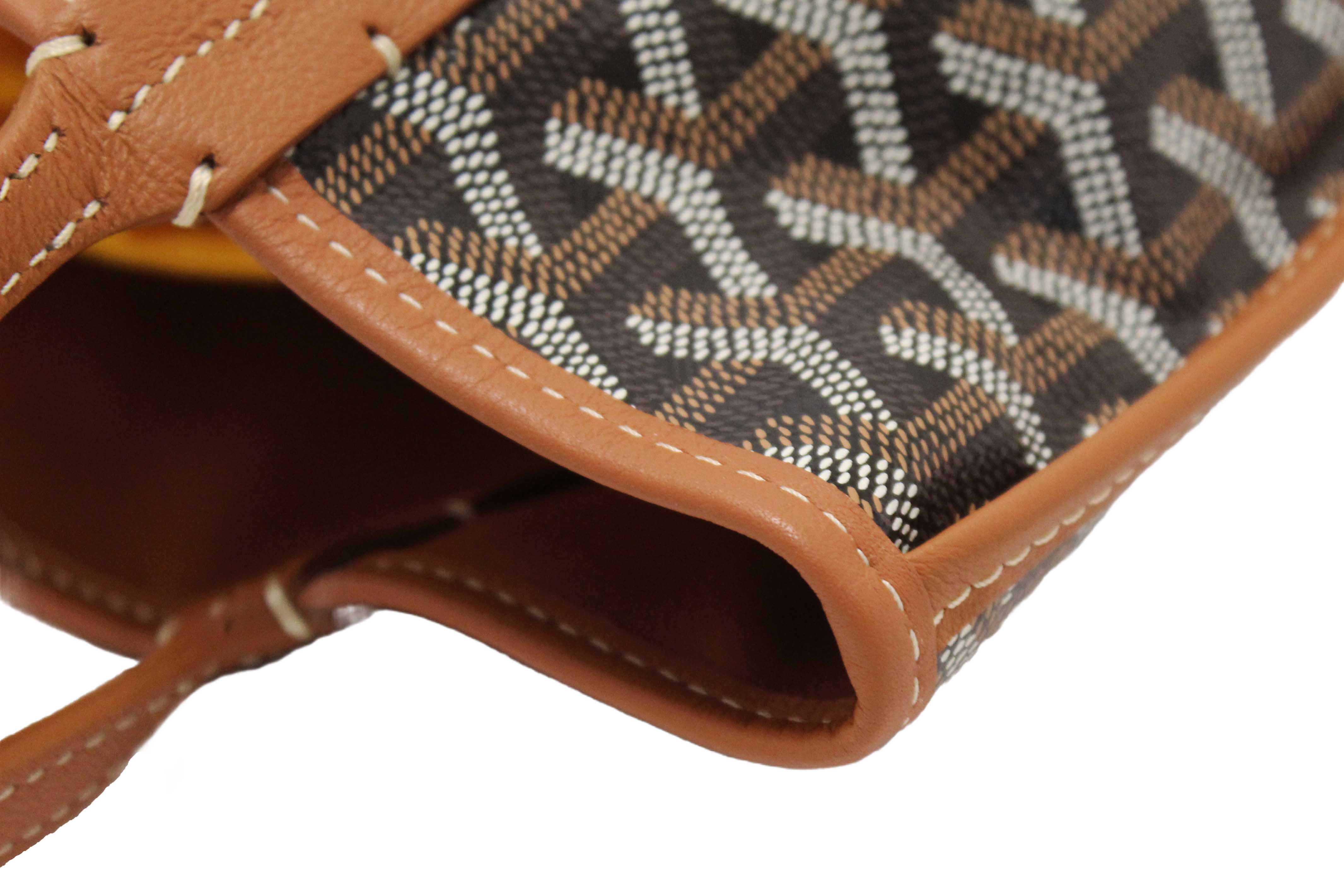 Authentic Goyard Black and Brown Goyardine Canvas Anjou Mini Tote Bag
