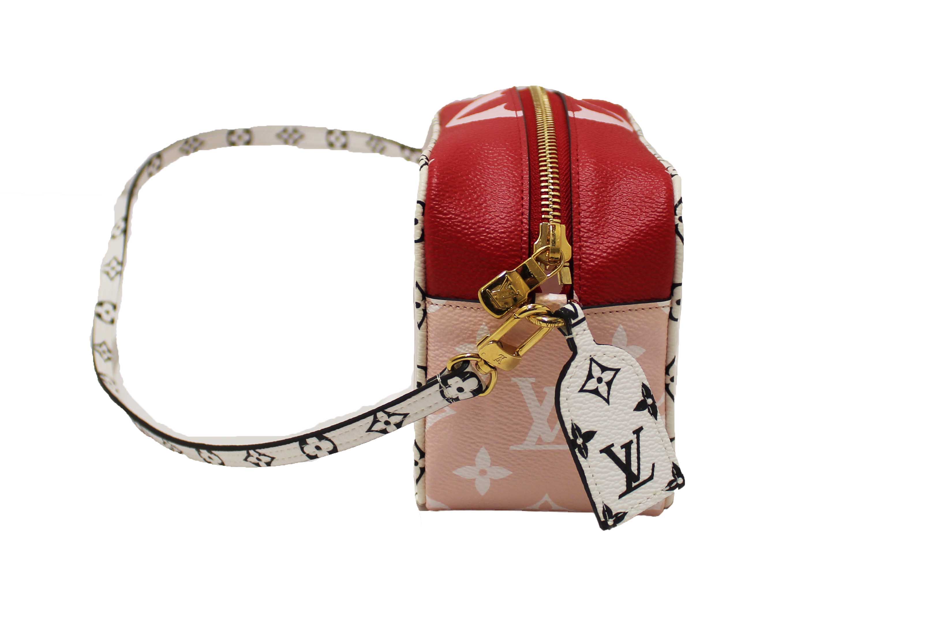 Authentic Louis Vuitton Limited Edition Red/Pink Colored Monogram Giant Beach Pouch