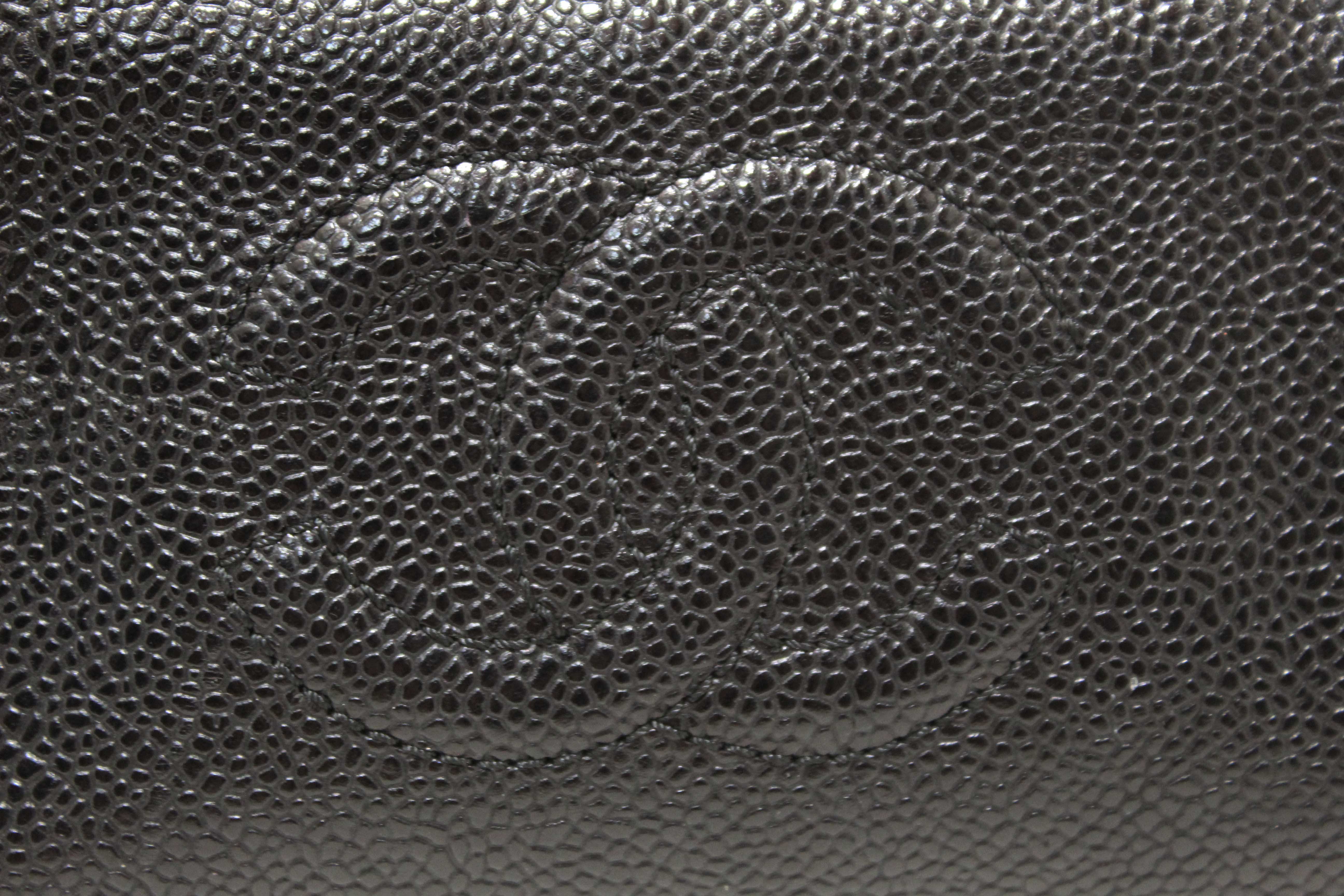 Authentic Chanel Vintage CC Black Caviar Leather Small Party Mini Shoulder Bag