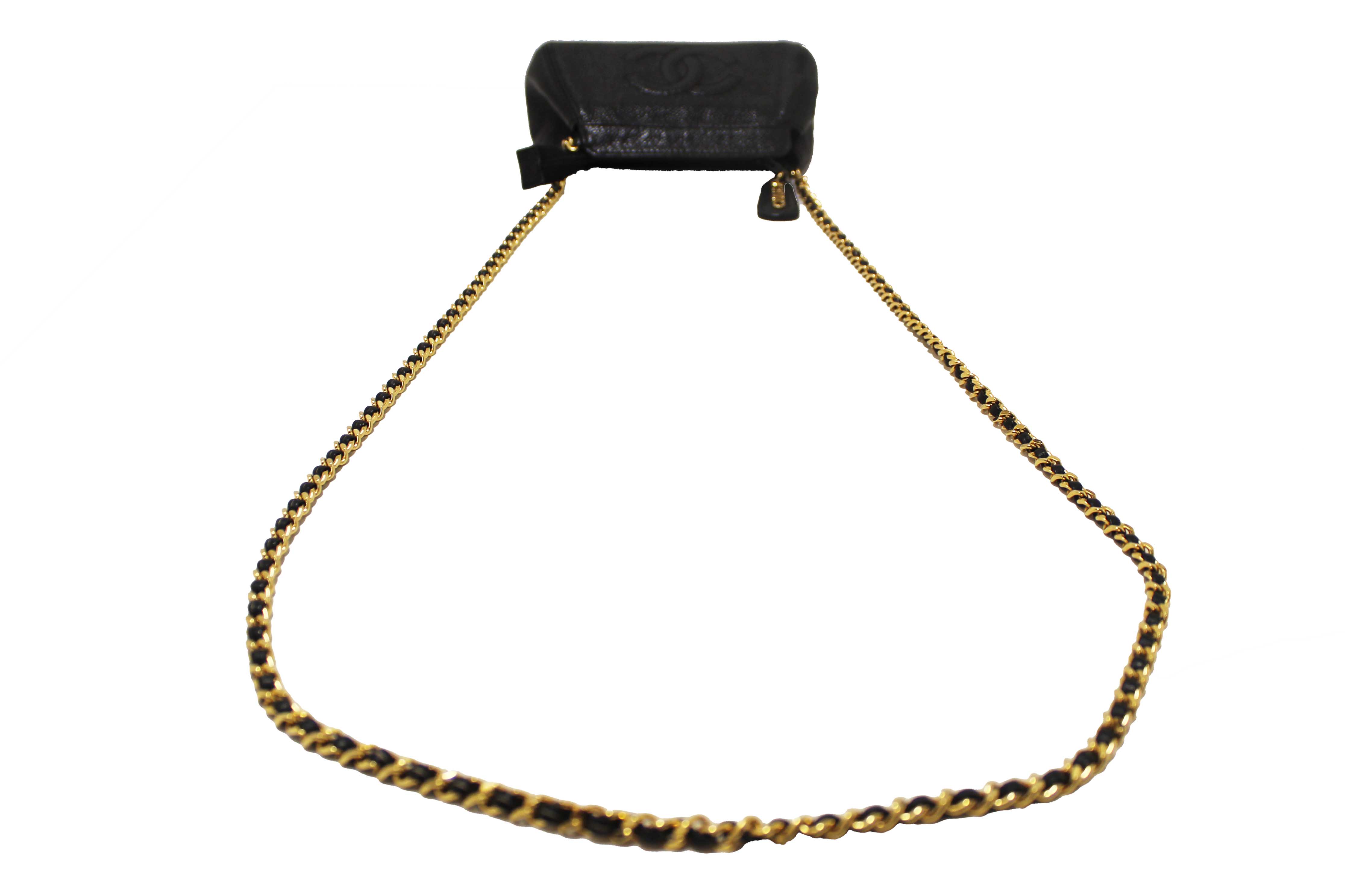 Authentic Chanel Vintage CC Black Caviar Leather Small Party Mini Shoulder Bag