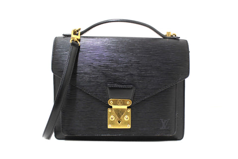 Authentic Louis Vuitton Black Epi Leather Monceau Bag