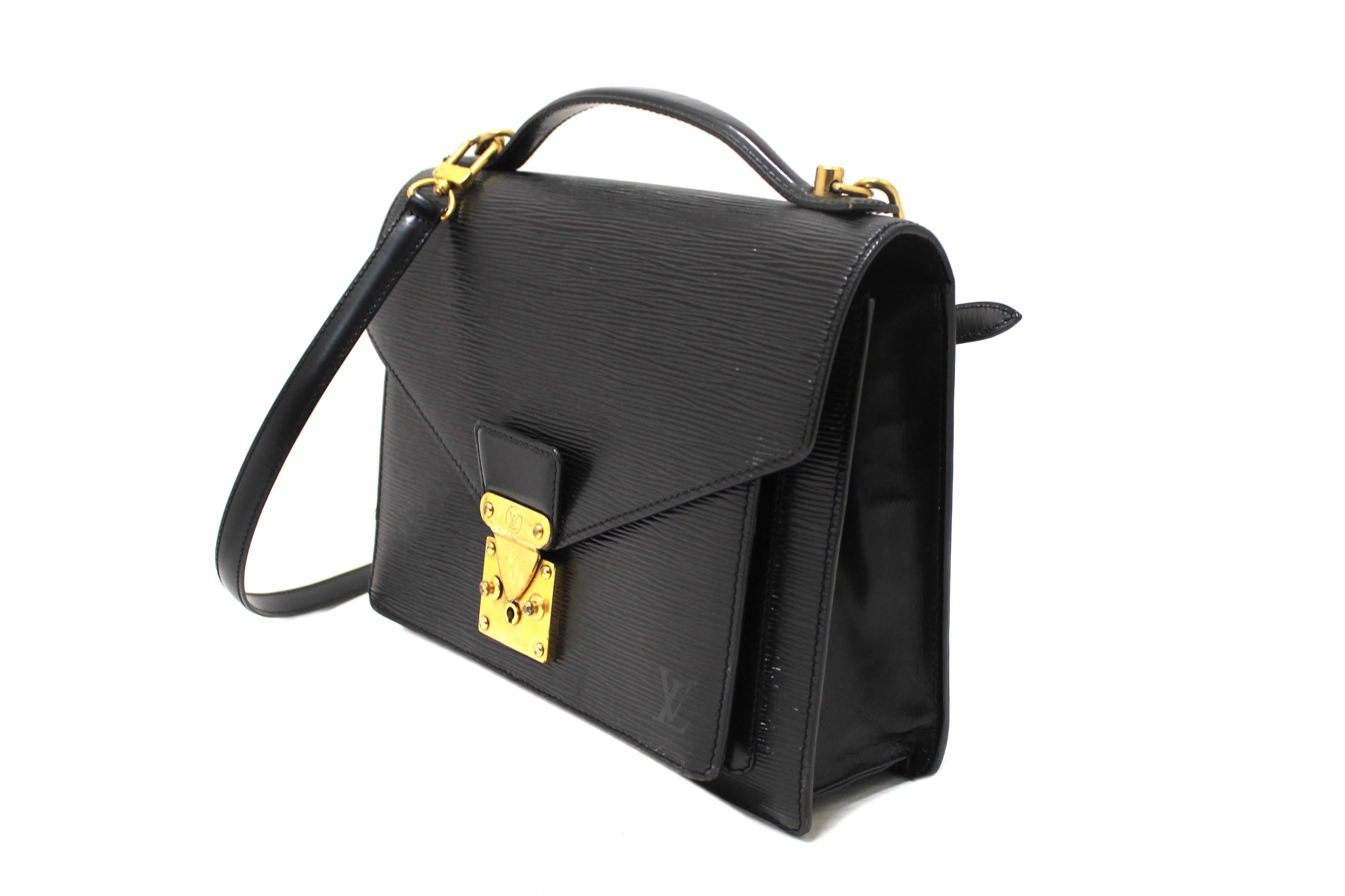 Authentic Louis Vuitton Black Epi Leather Monceau Bag