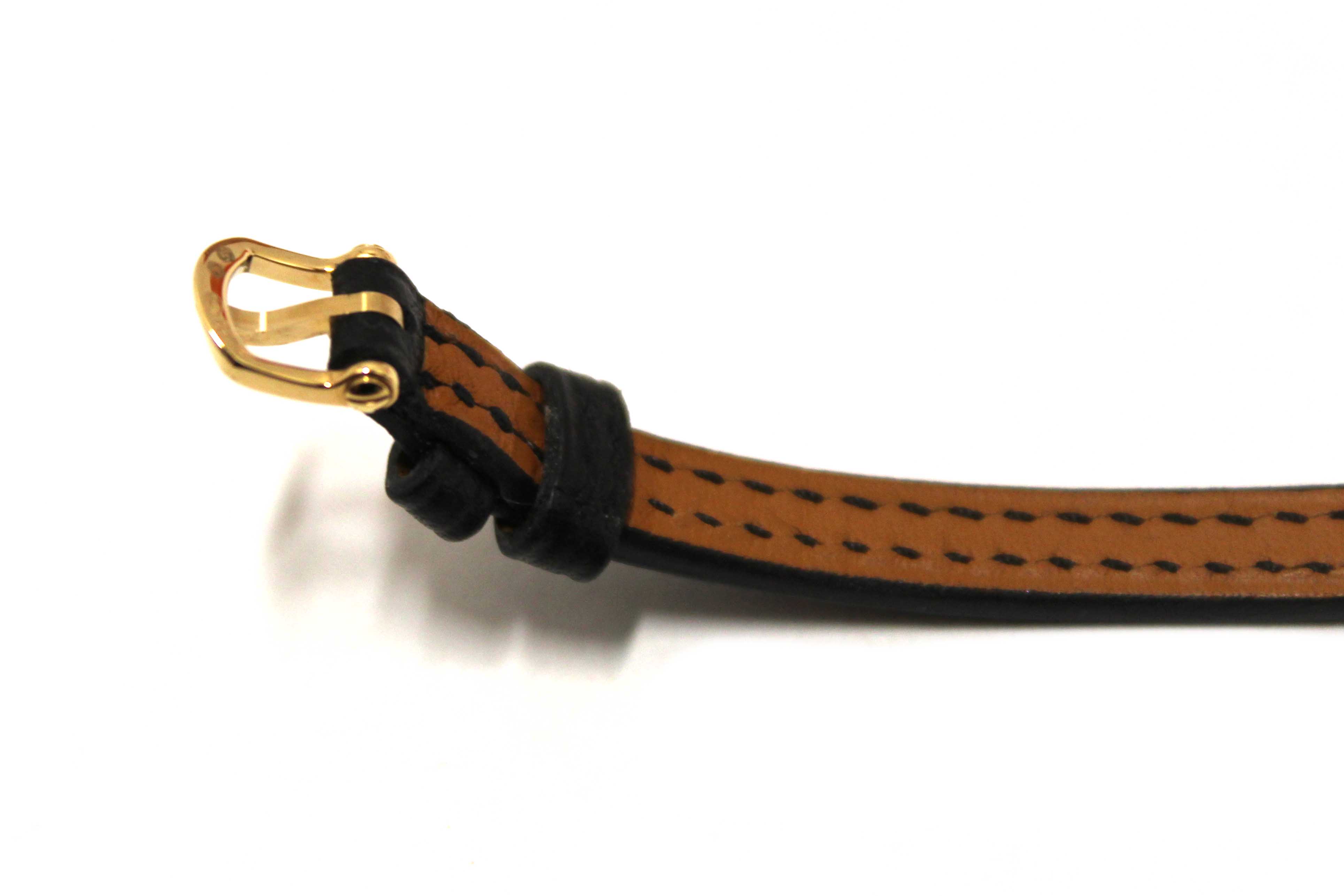 Authentic New Hermes Faubourg Diamond Mini Yellow Gold Leather Strap Watch