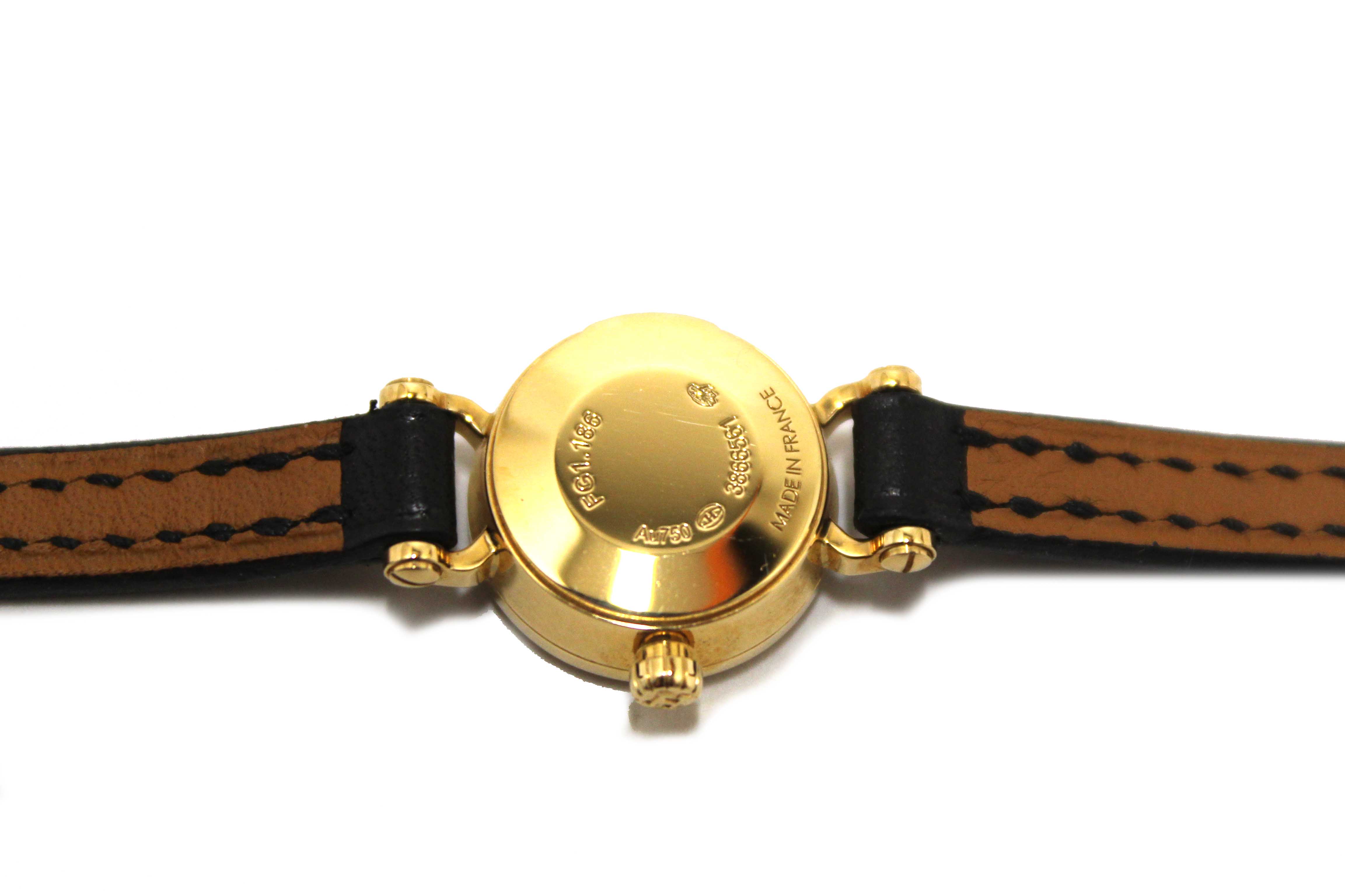 Authentic New Hermes Faubourg Diamond Mini Yellow Gold Leather Strap Watch