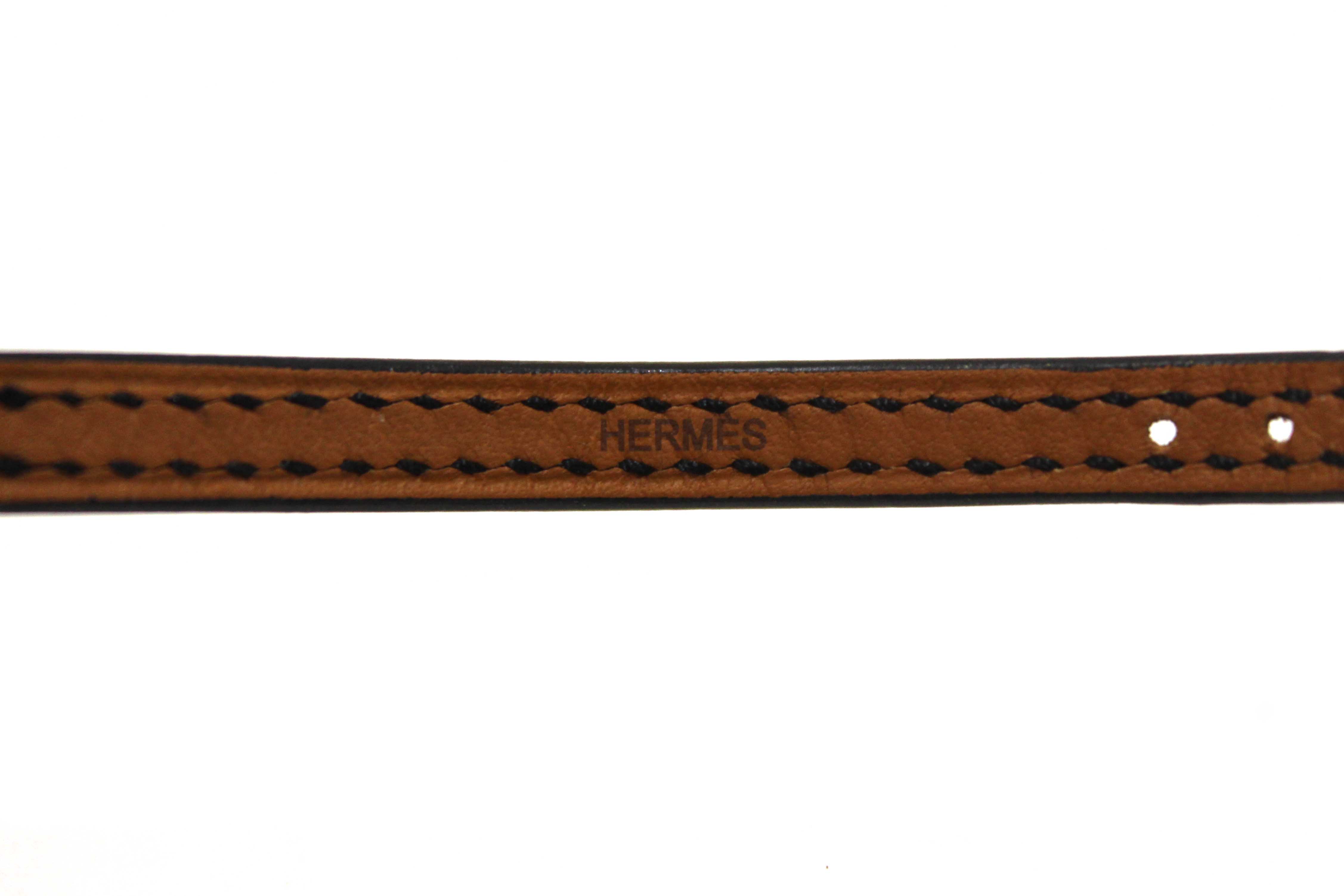 Authentic New Hermes Faubourg Diamond Mini Yellow Gold Leather Strap Watch