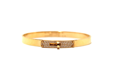 Authentic New Hermes Rose Gold Kelly Diamond Bracelet Bangle