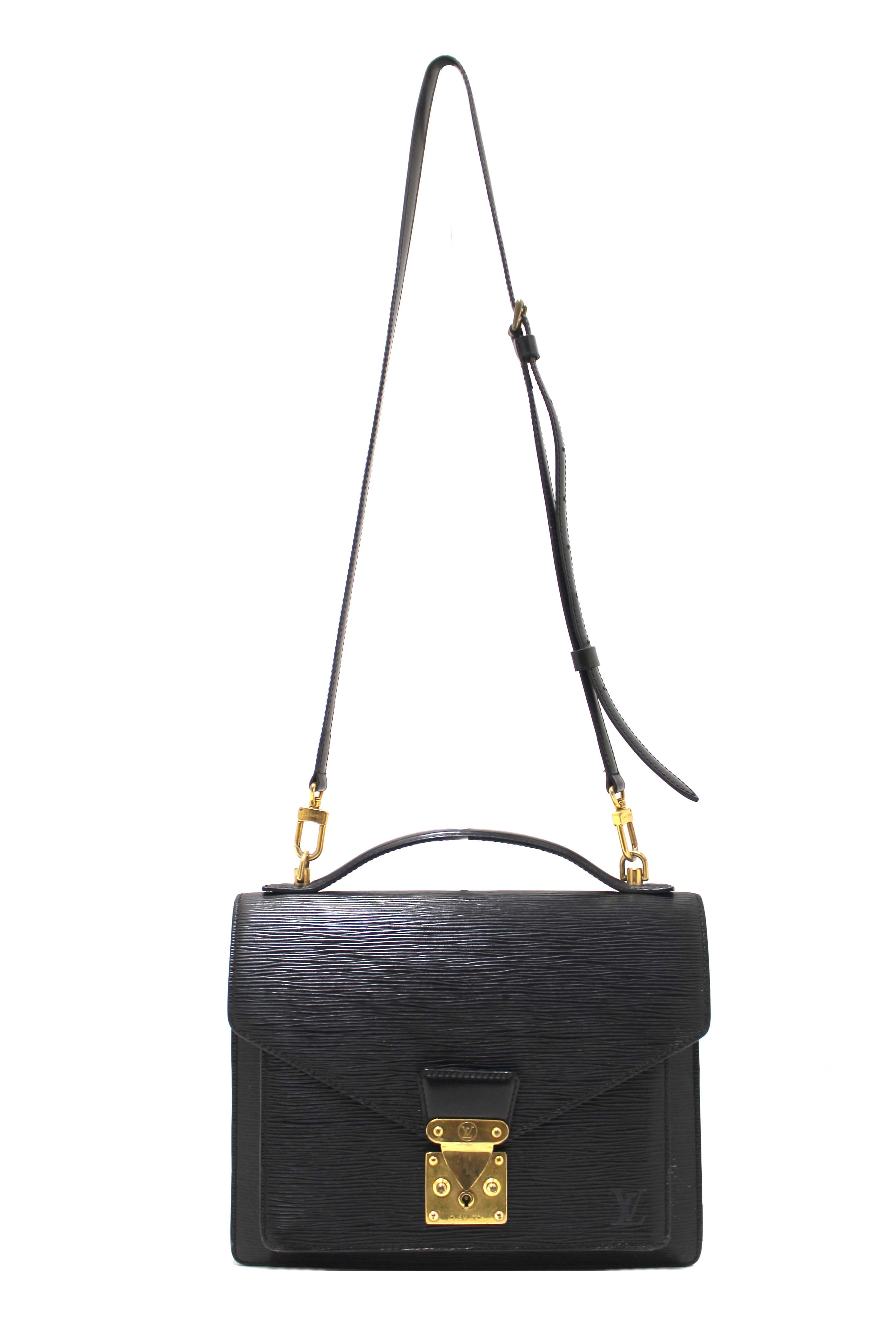 Authentic Louis Vuitton Black Epi Leather Monceau Bag
