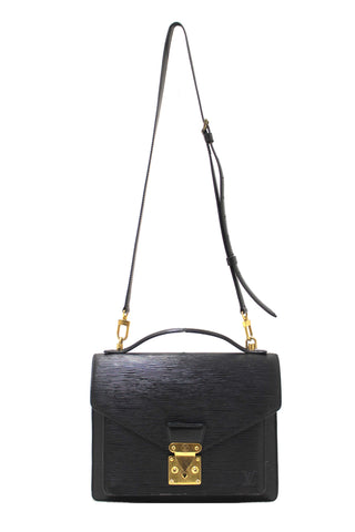 Authentic Louis Vuitton Black Epi Leather Monceau Bag