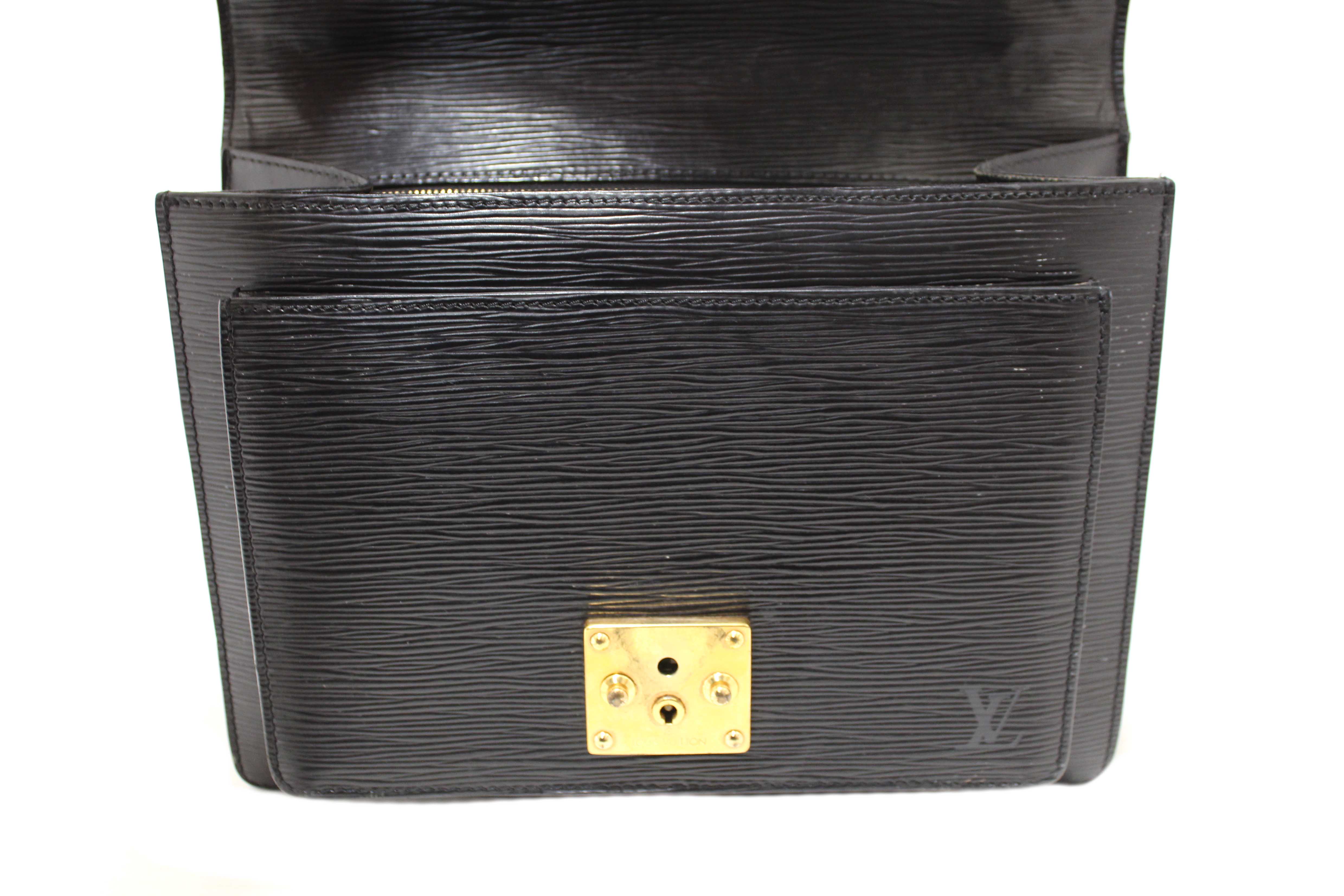 Authentic Louis Vuitton Black Epi Leather Monceau Bag