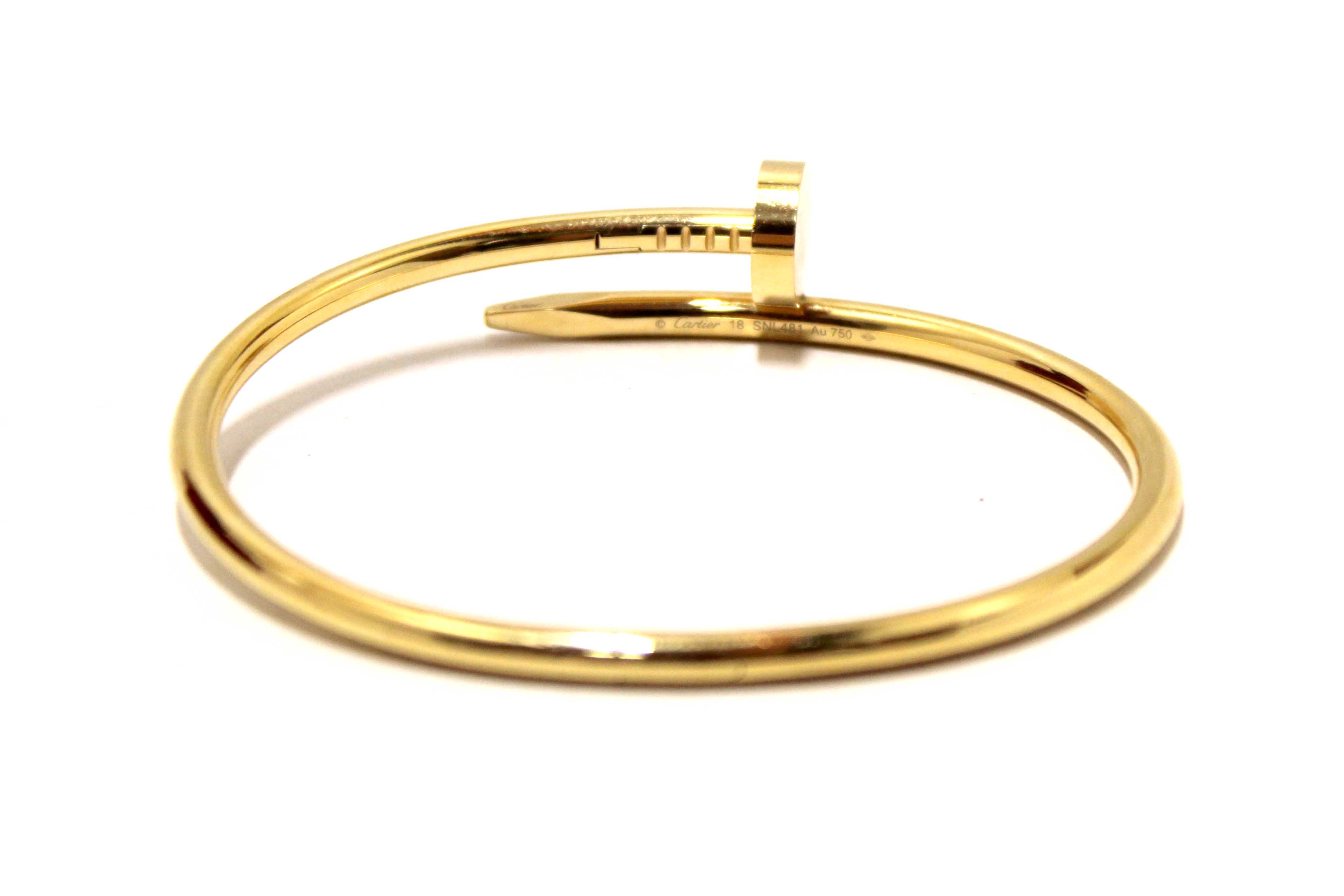 Authentic Cartier 18K Yellow Gold Classic ModelJuste Un Clou Bracelet Size 18