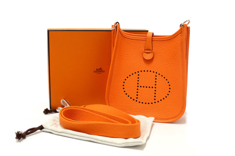 NEW Authentic Hermes Orange Clemence Leather Evelyne 16 Amazone TPM Bag