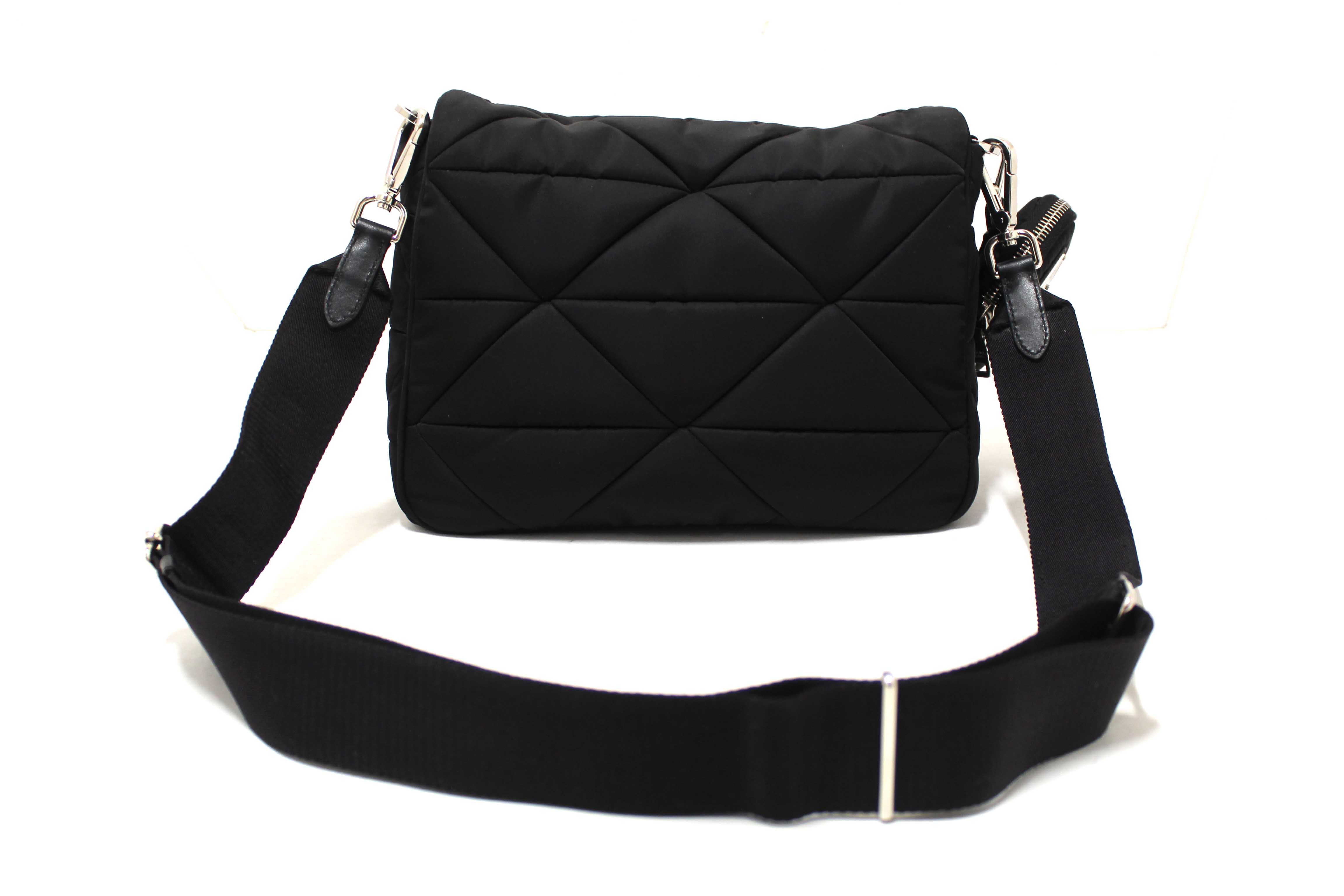 Authentic Prada Black Re-Nylon Padded Shoulder Bag