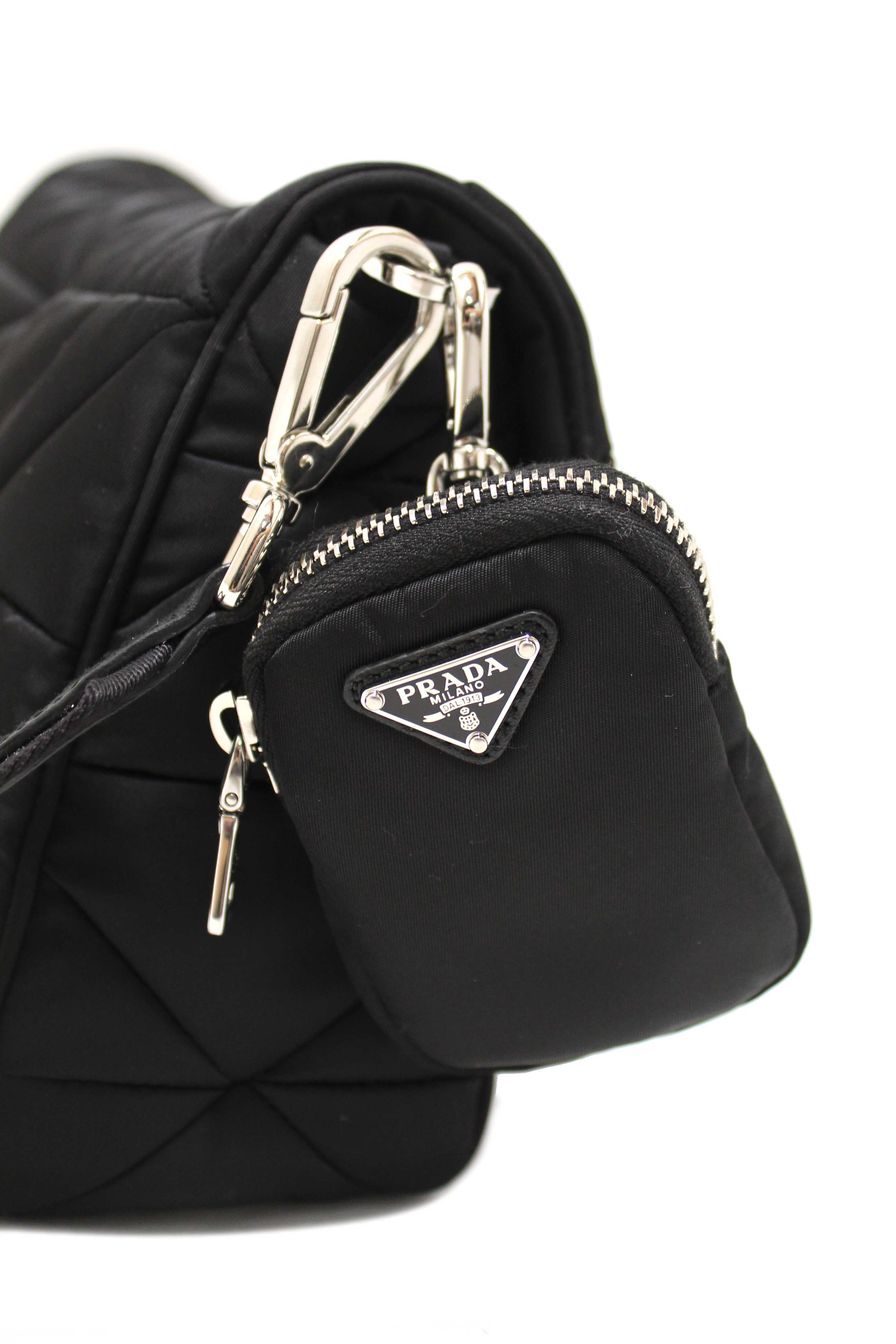 Authentic Prada Black Re-Nylon Padded Shoulder Bag