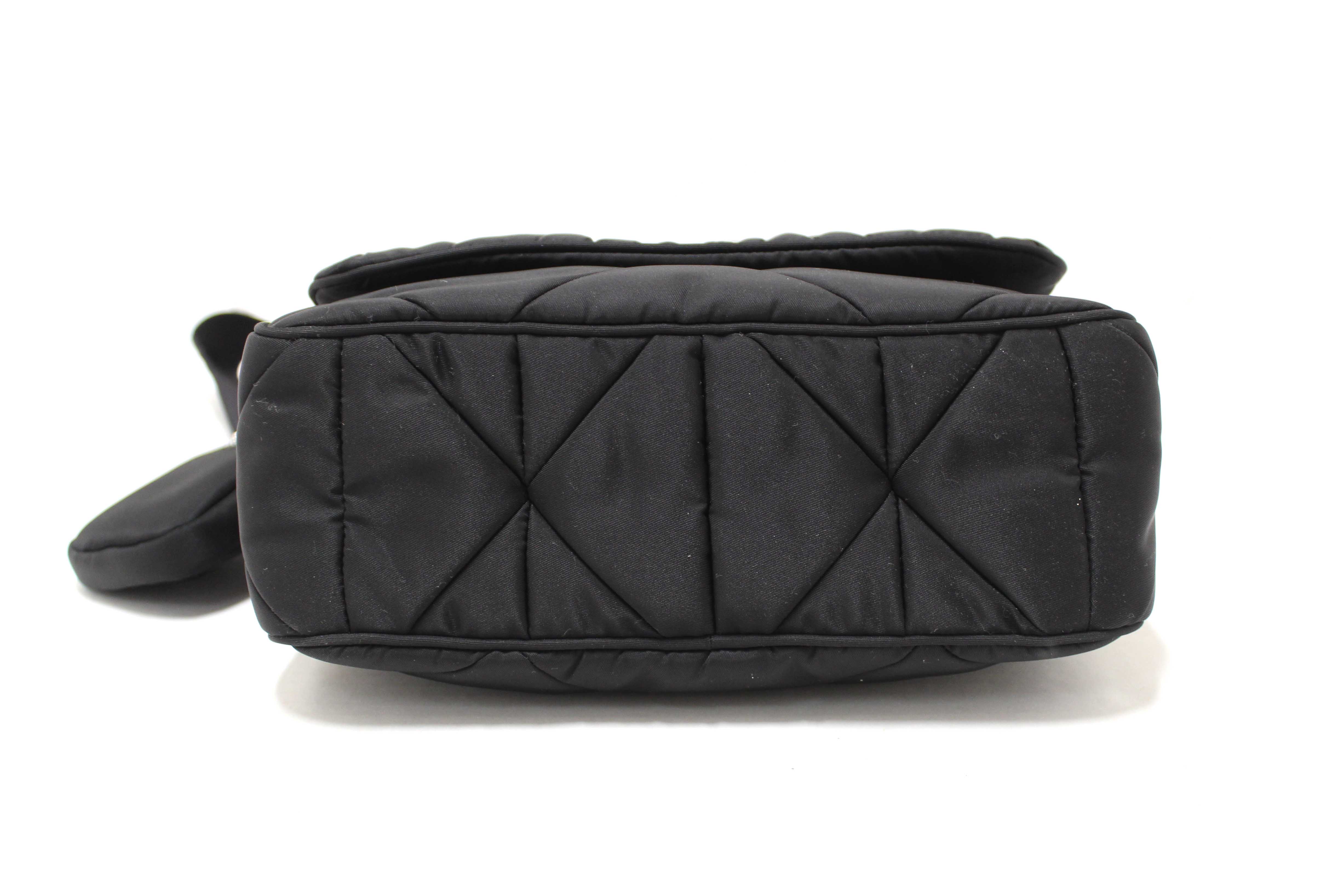 Authentic Prada Black Re-Nylon Padded Shoulder Bag