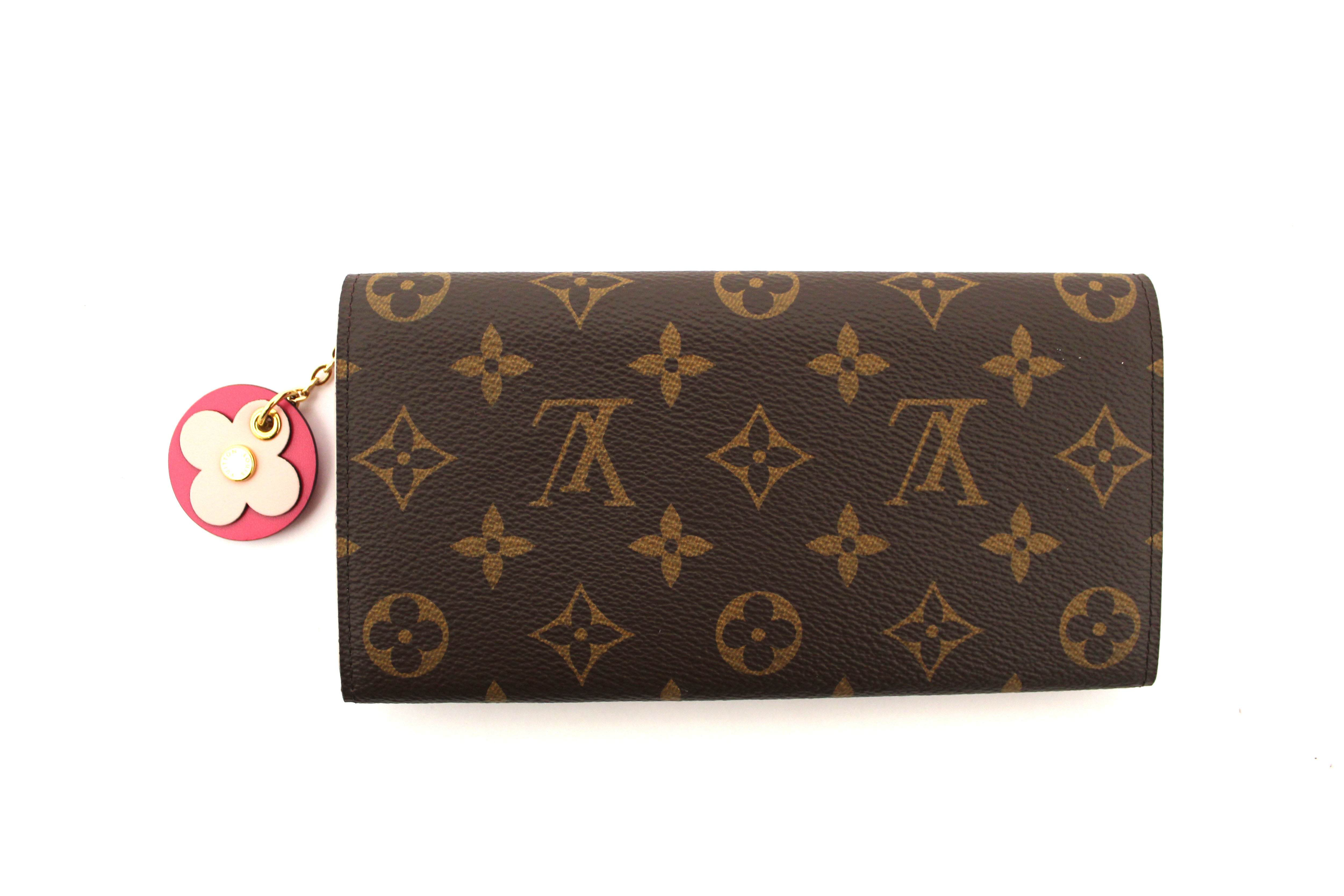 Authentic New Louis Vuitton Monogram Canvas Morning Bloom Flower Emilie Long Wallet