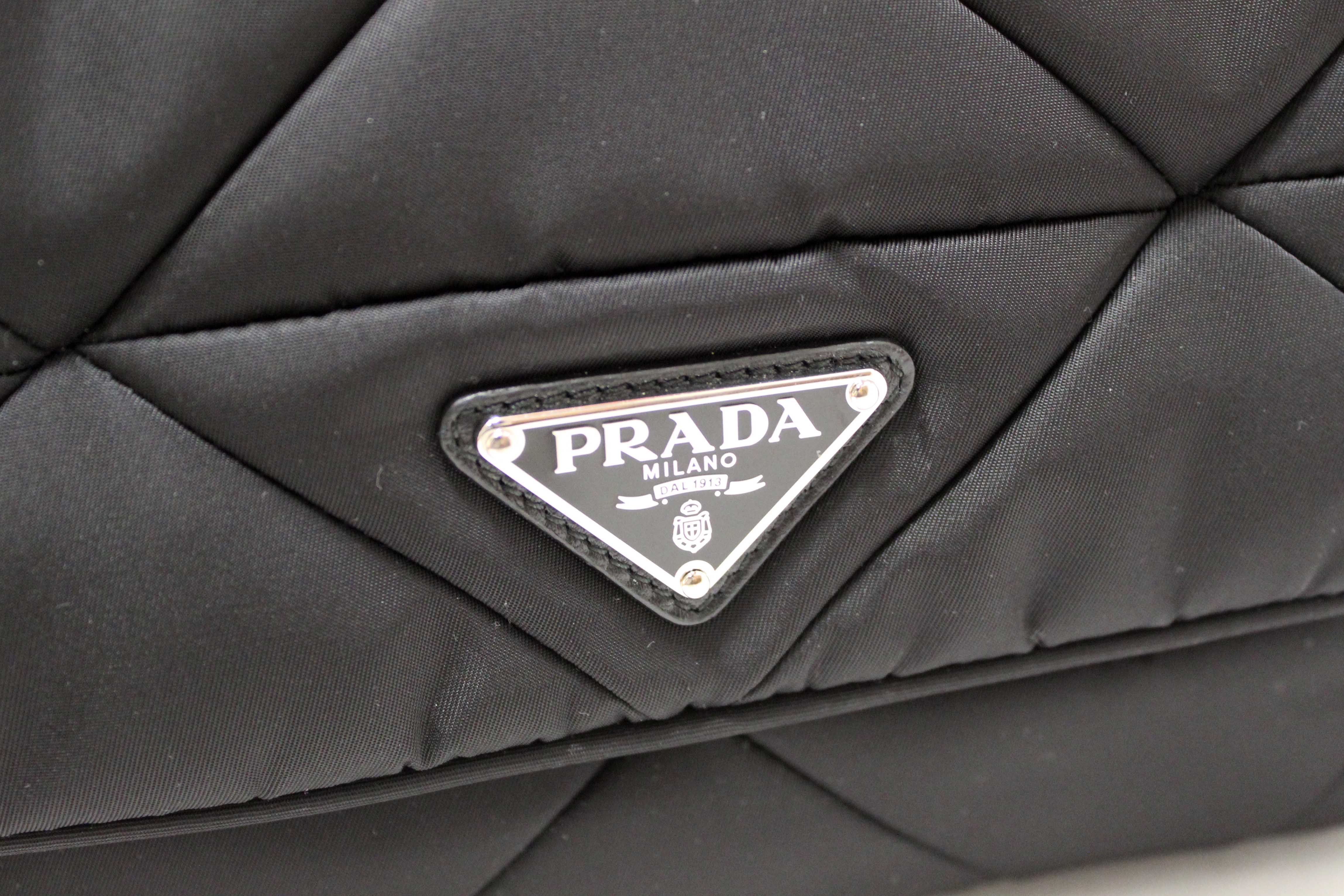 Authentic Prada Black Re-Nylon Padded Shoulder Bag