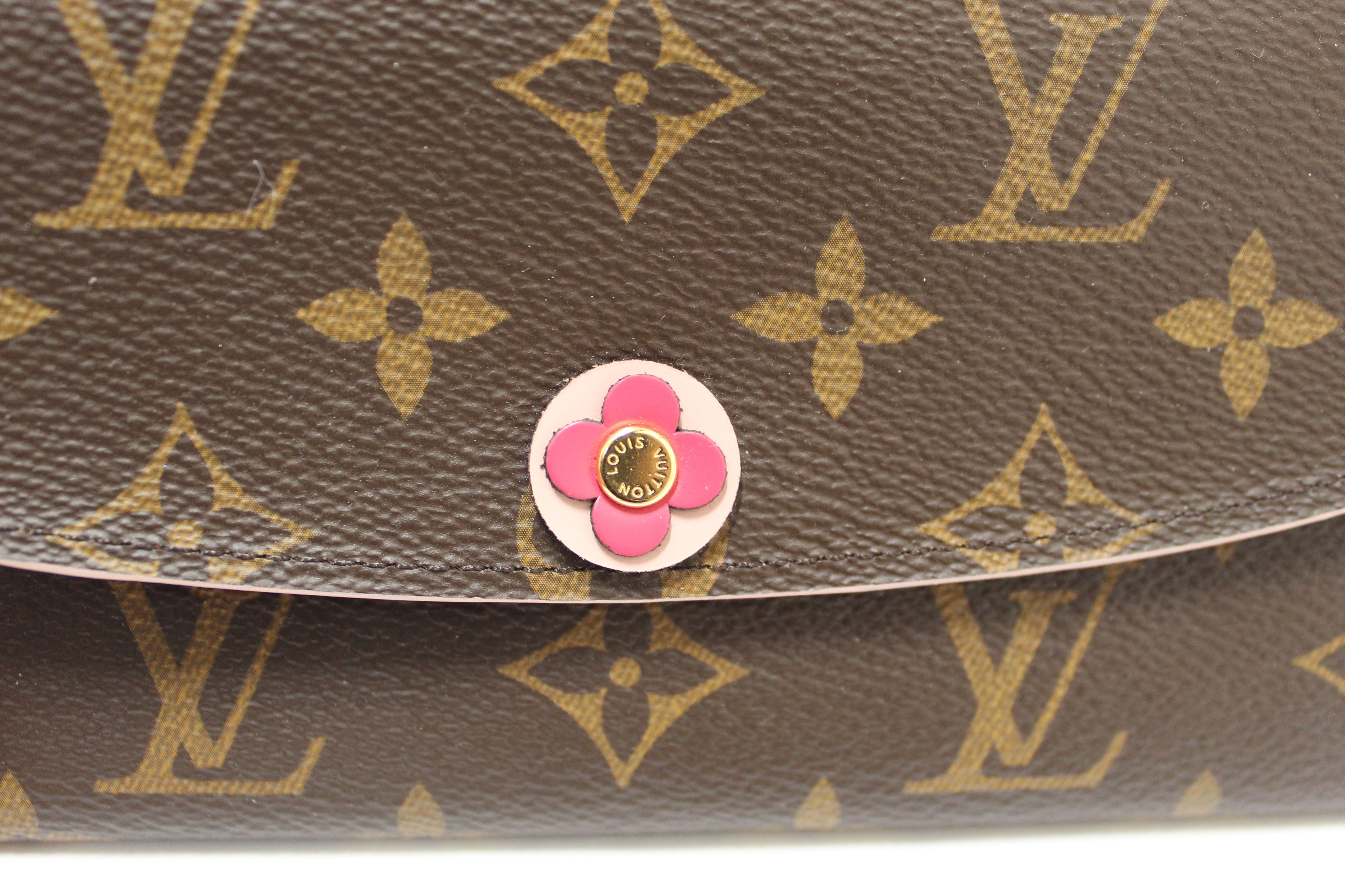 Authentic New Louis Vuitton Monogram Canvas Morning Bloom Flower Emilie Long Wallet