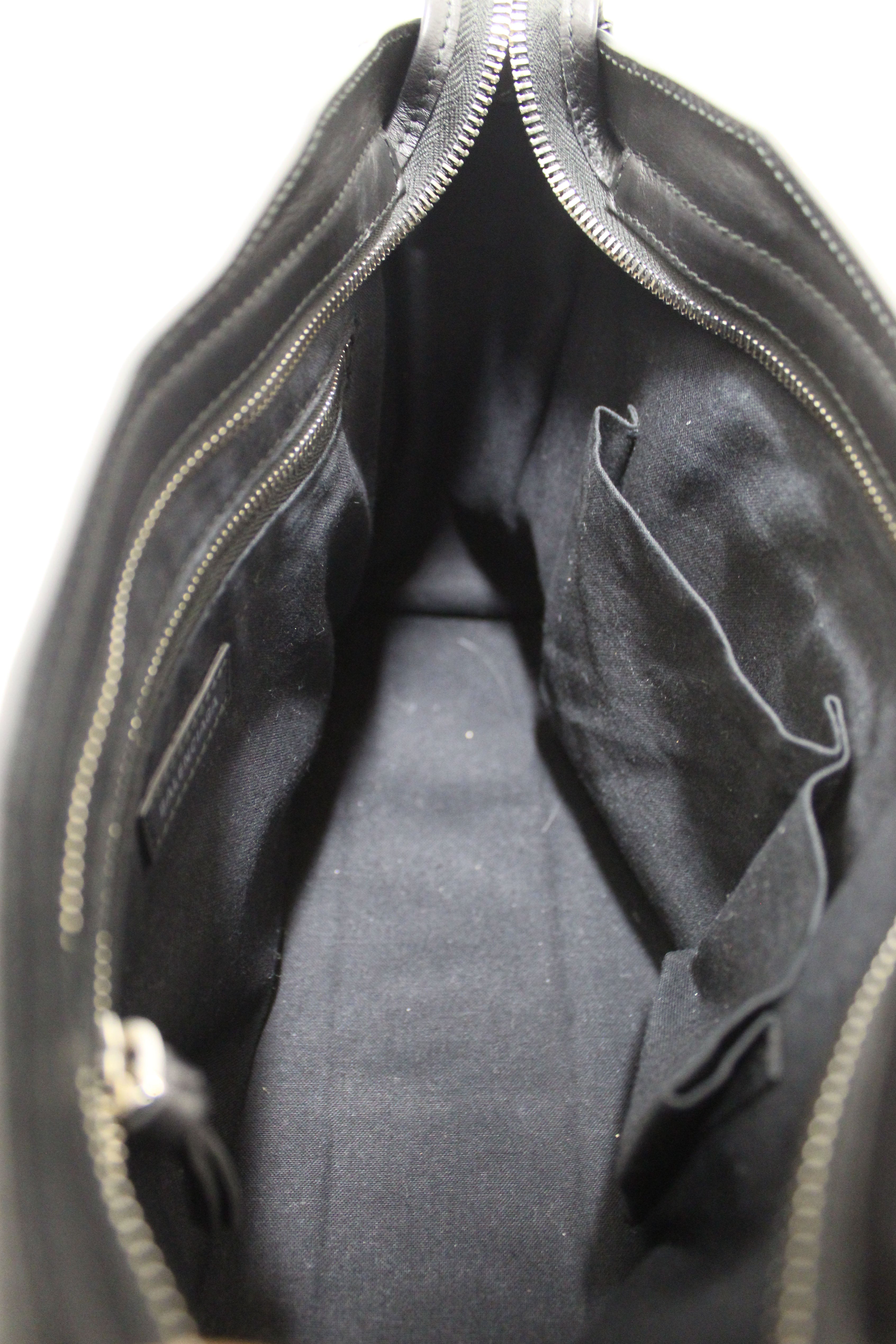 Authentic Balenciaga Black Leather and Logo Fabric S City Bag