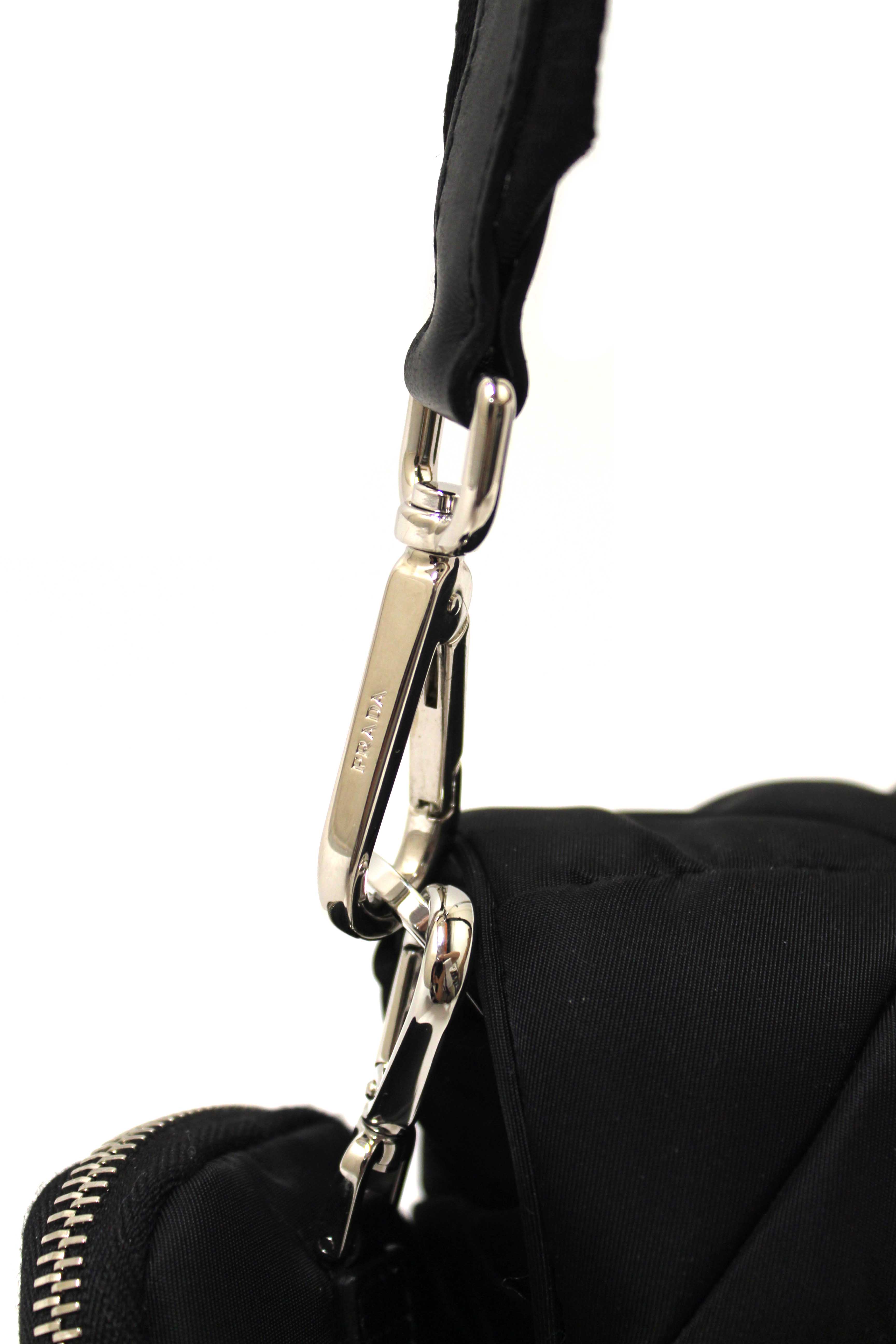 Authentic Prada Black Re-Nylon Padded Shoulder Bag