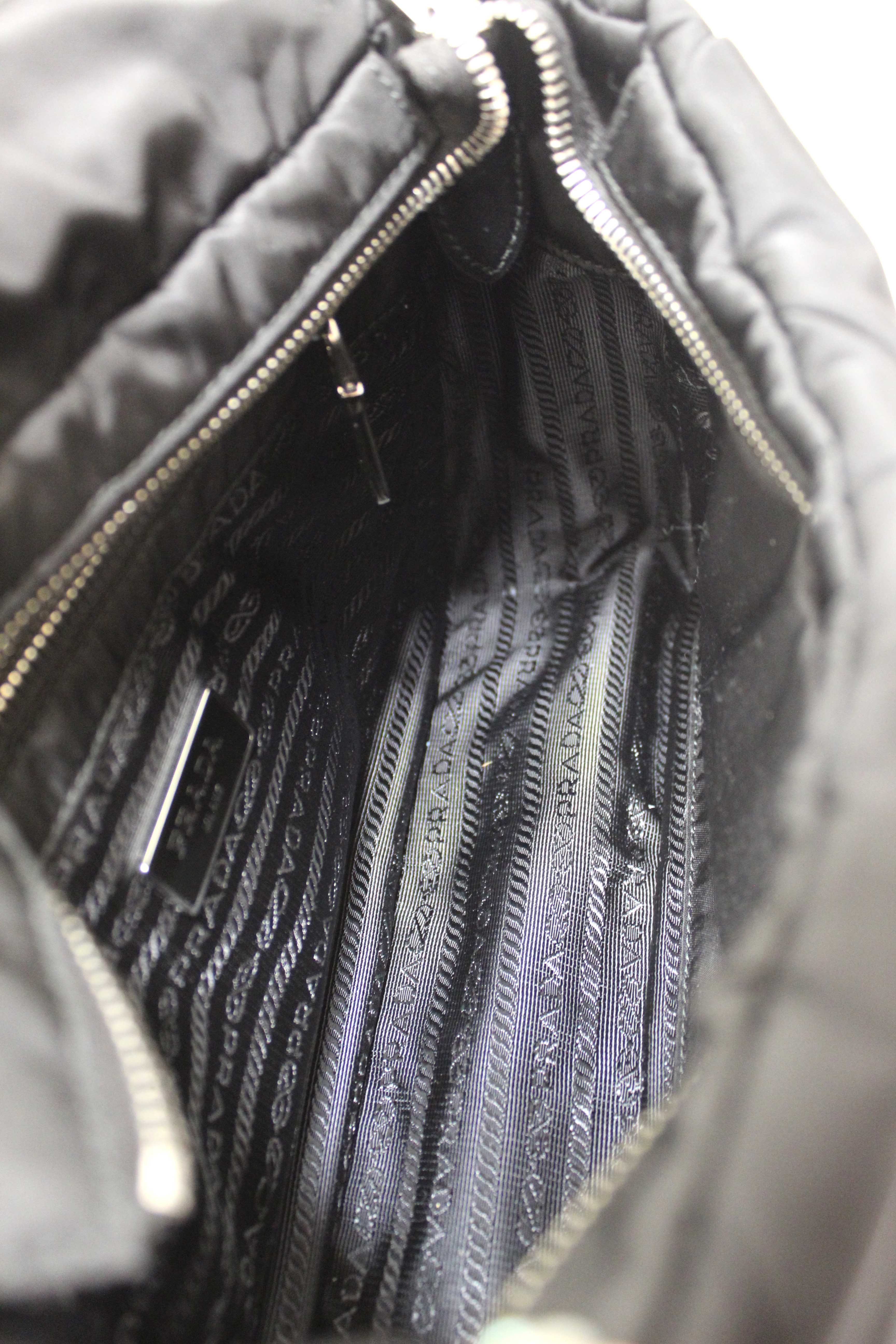 Authentic Prada Black Re-Nylon Padded Shoulder Bag