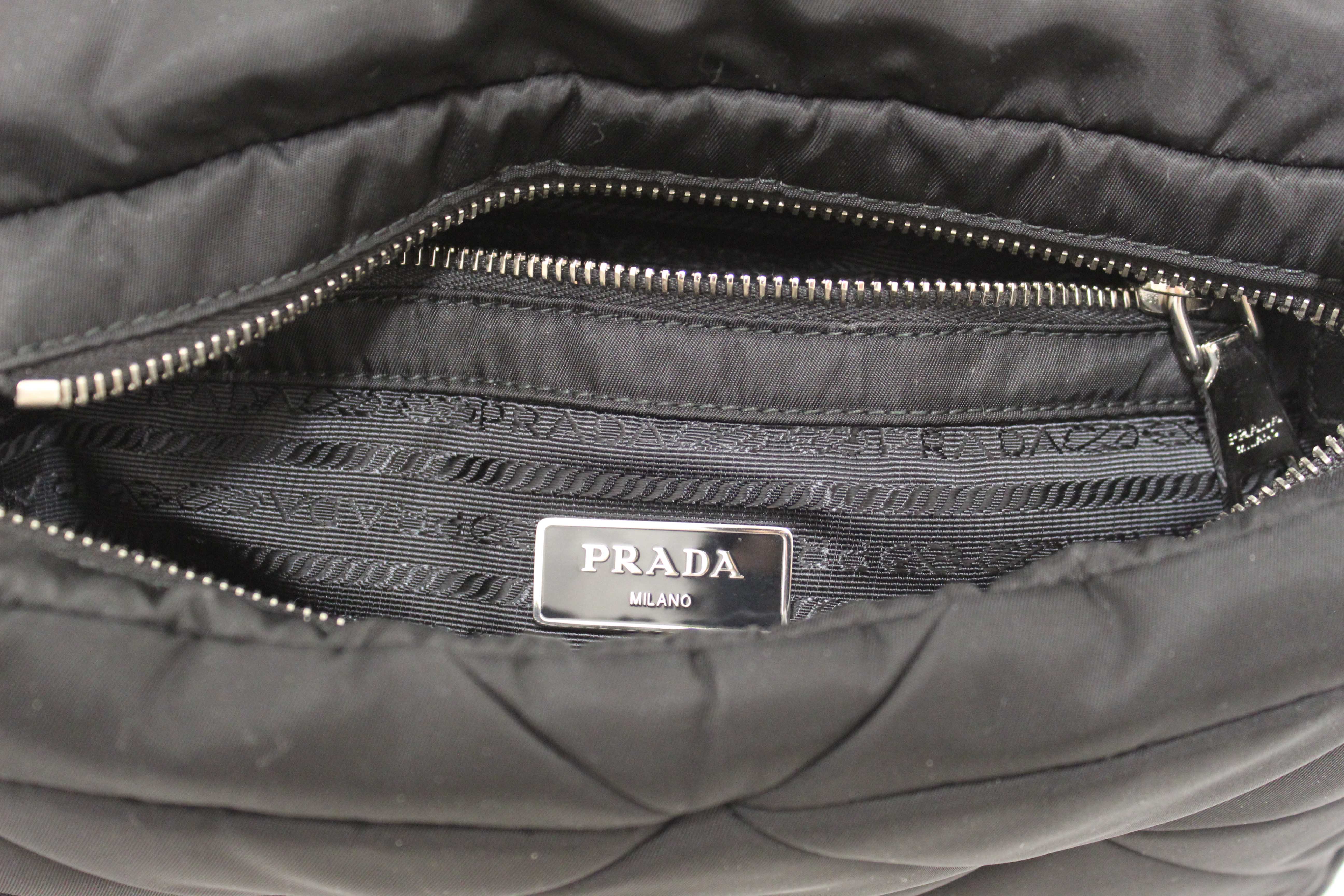 Authentic Prada Black Re-Nylon Padded Shoulder Bag