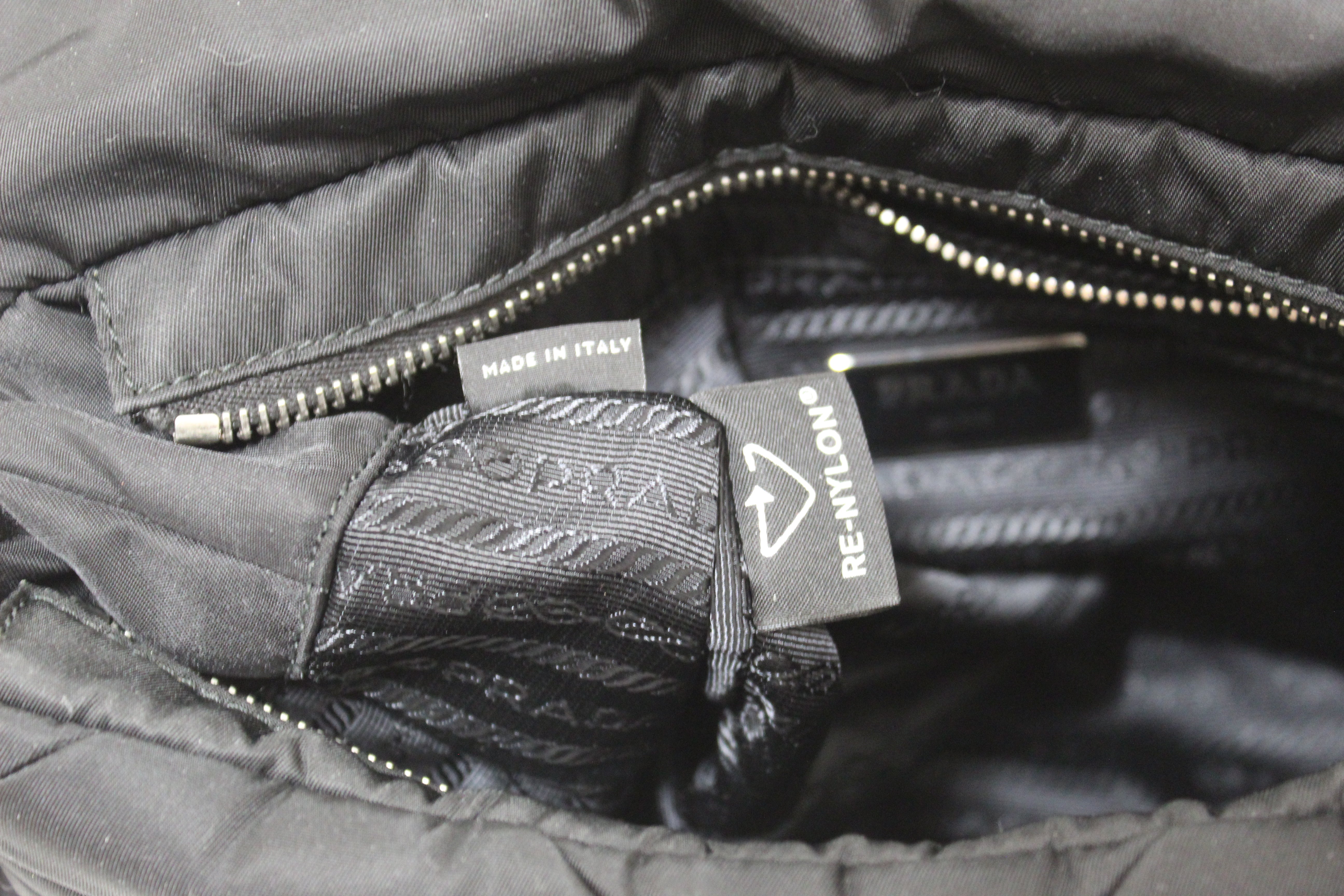Authentic Prada Black Re-Nylon Padded Shoulder Bag