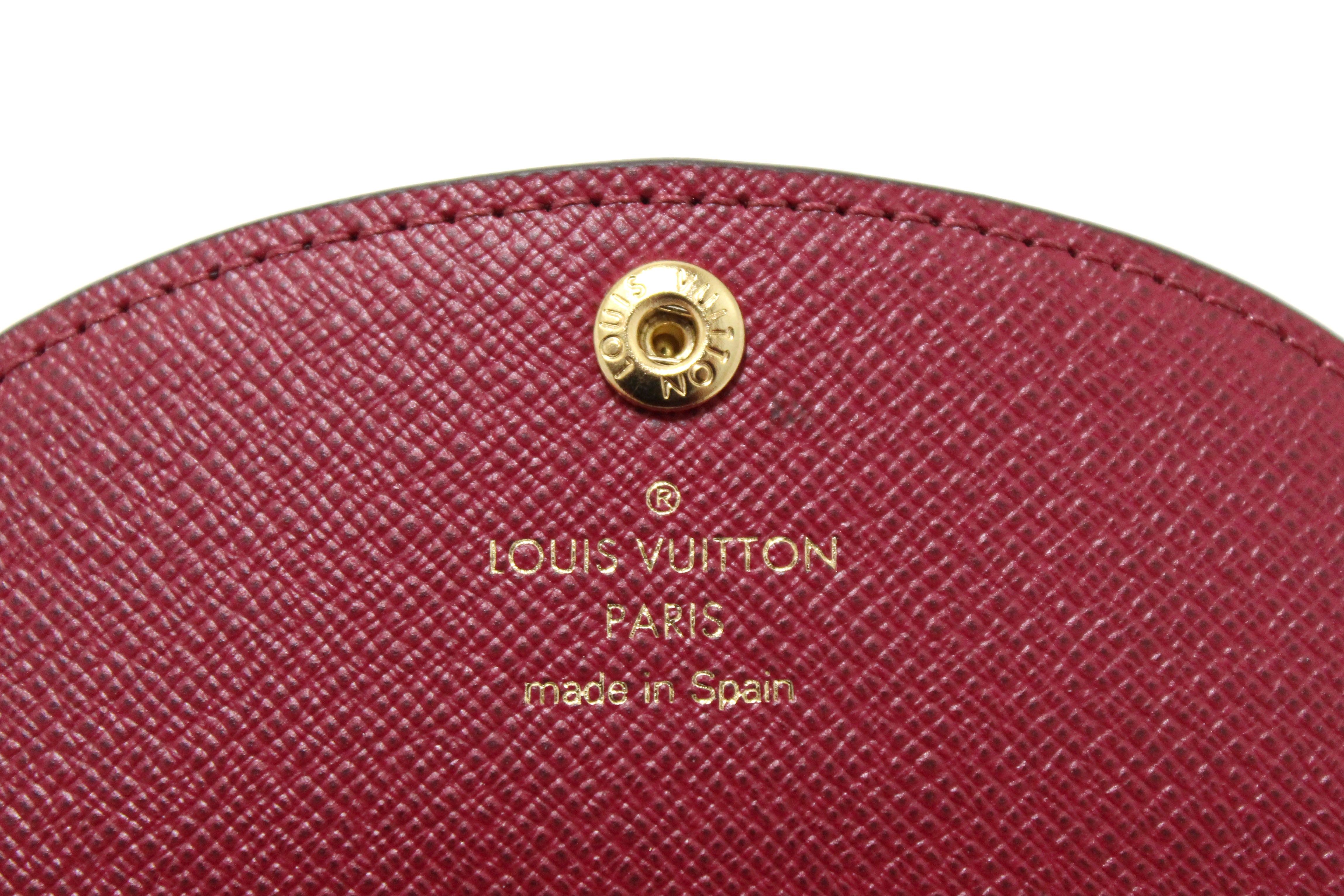 Authentic New Louis Vuitton Classic Monogram with Fuchsia Rosalie Coin Card Case Wallet