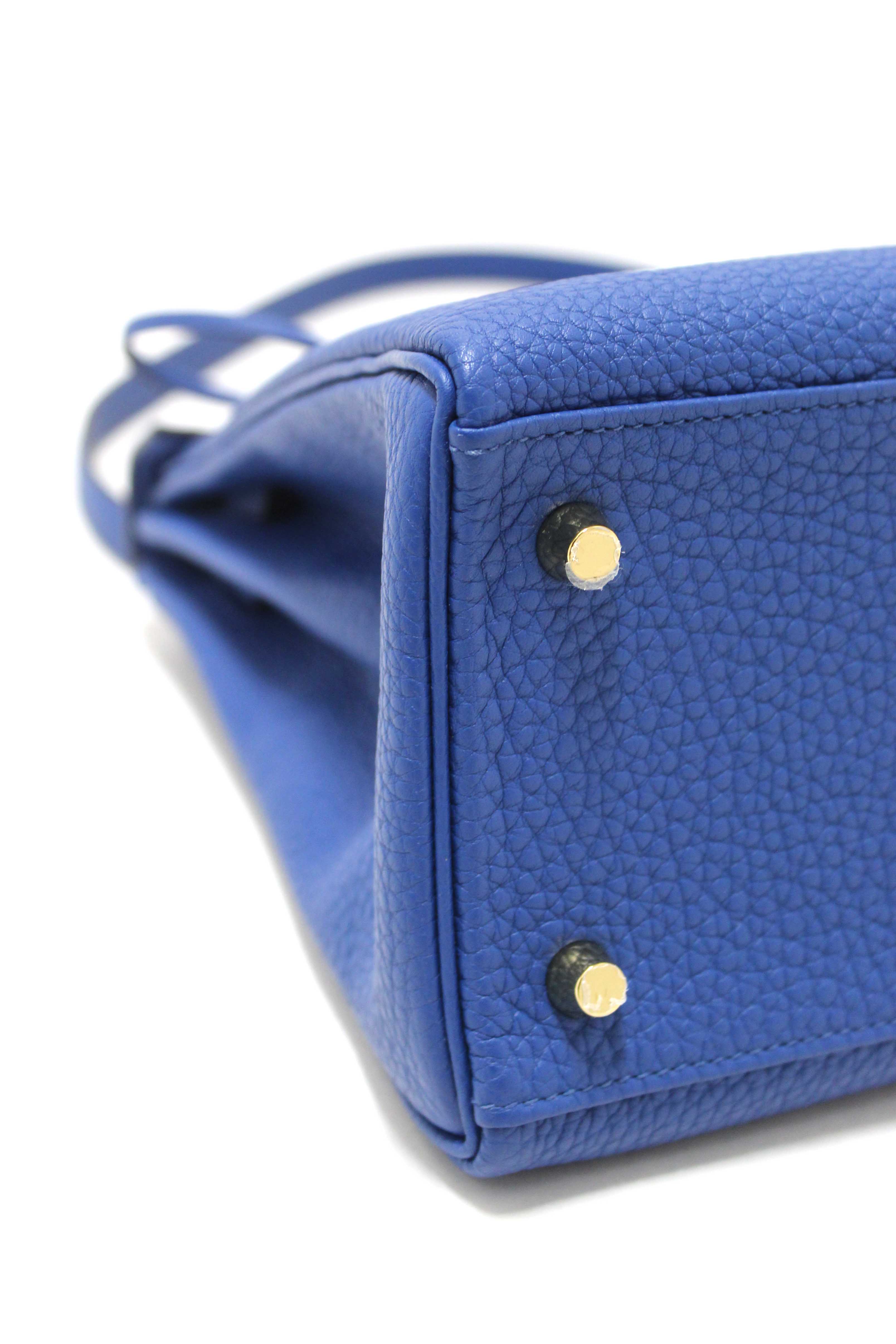 Authentic Hermes Blue Franc Togo Leather Retourne Kelly 28 Handbag/Shoulder Bag