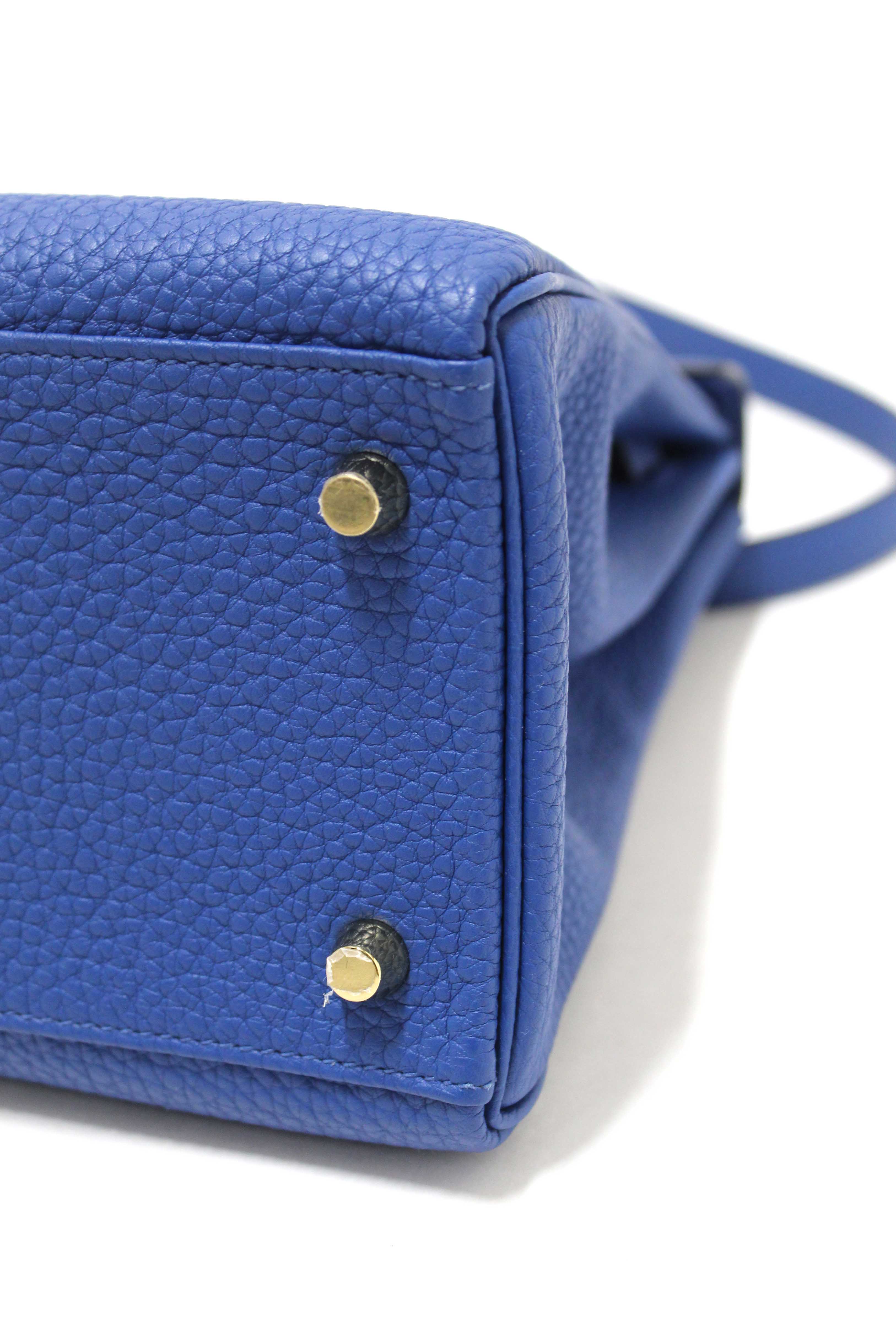 Authentic Hermes Blue Franc Togo Leather Retourne Kelly 28 Handbag/Shoulder Bag