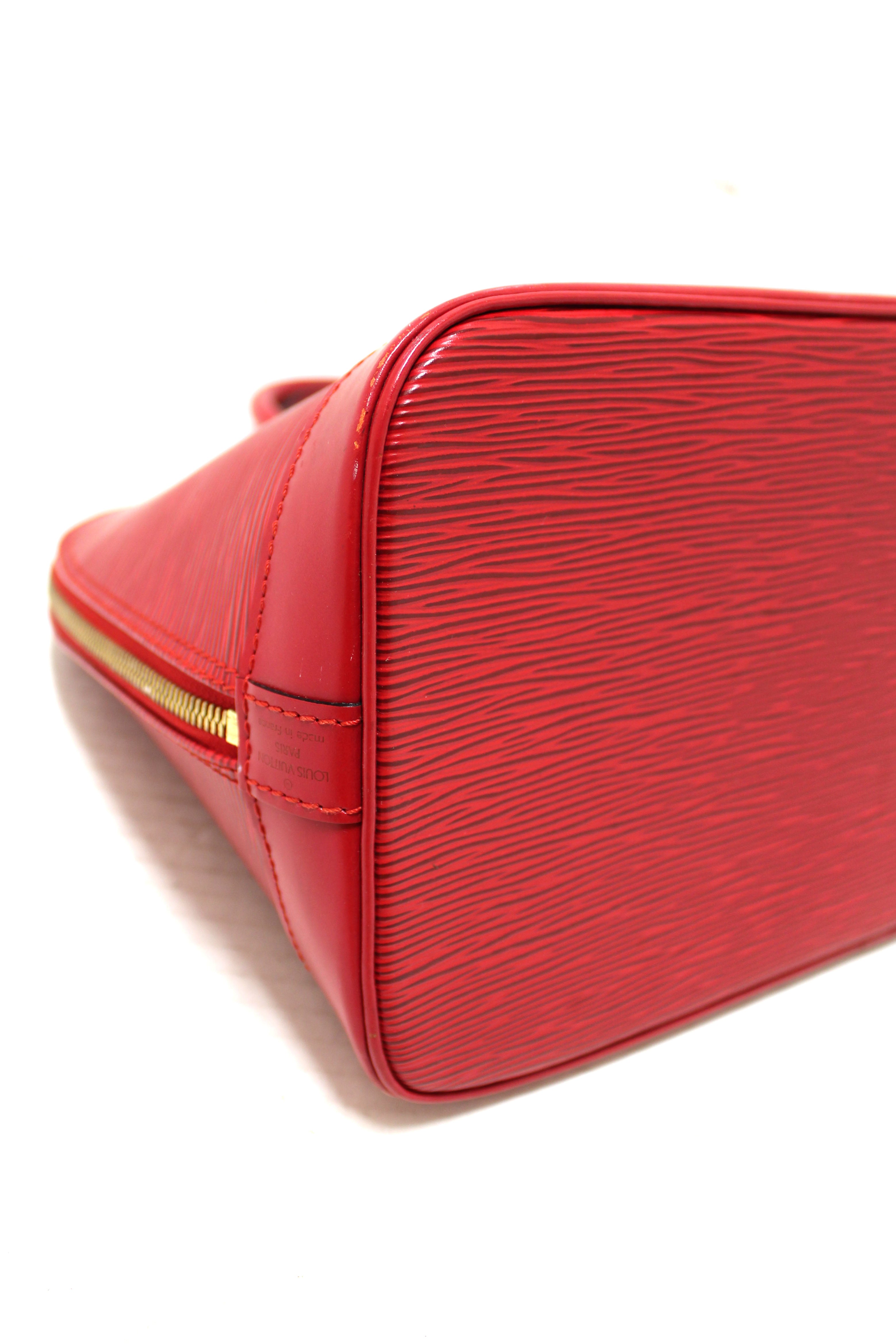 Authentic Louis Vuitton Red Epi Leather Alma PM Handbag