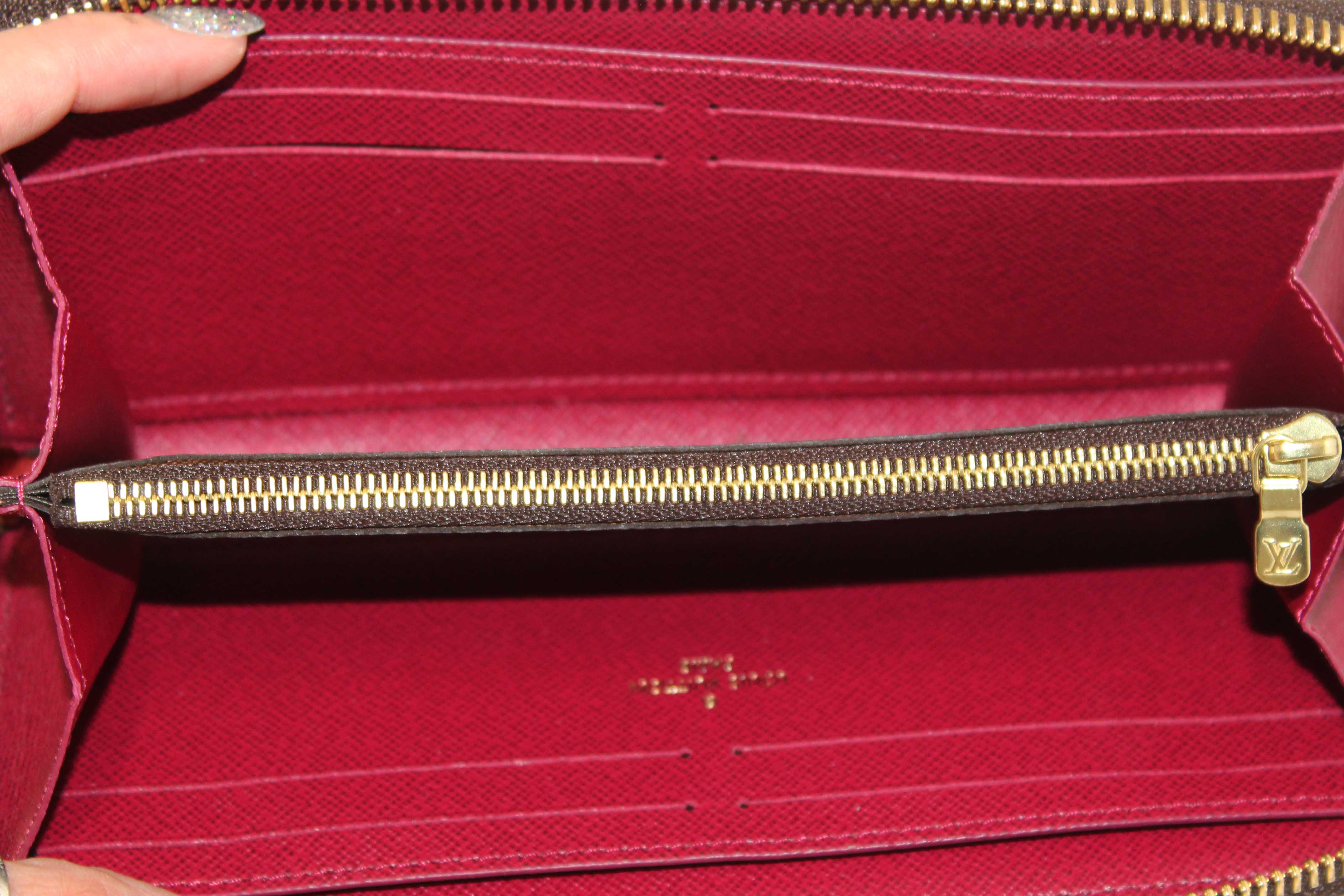 Authentic Louis Vuitton Classic Monogram Fuchsia Clemence Wallet