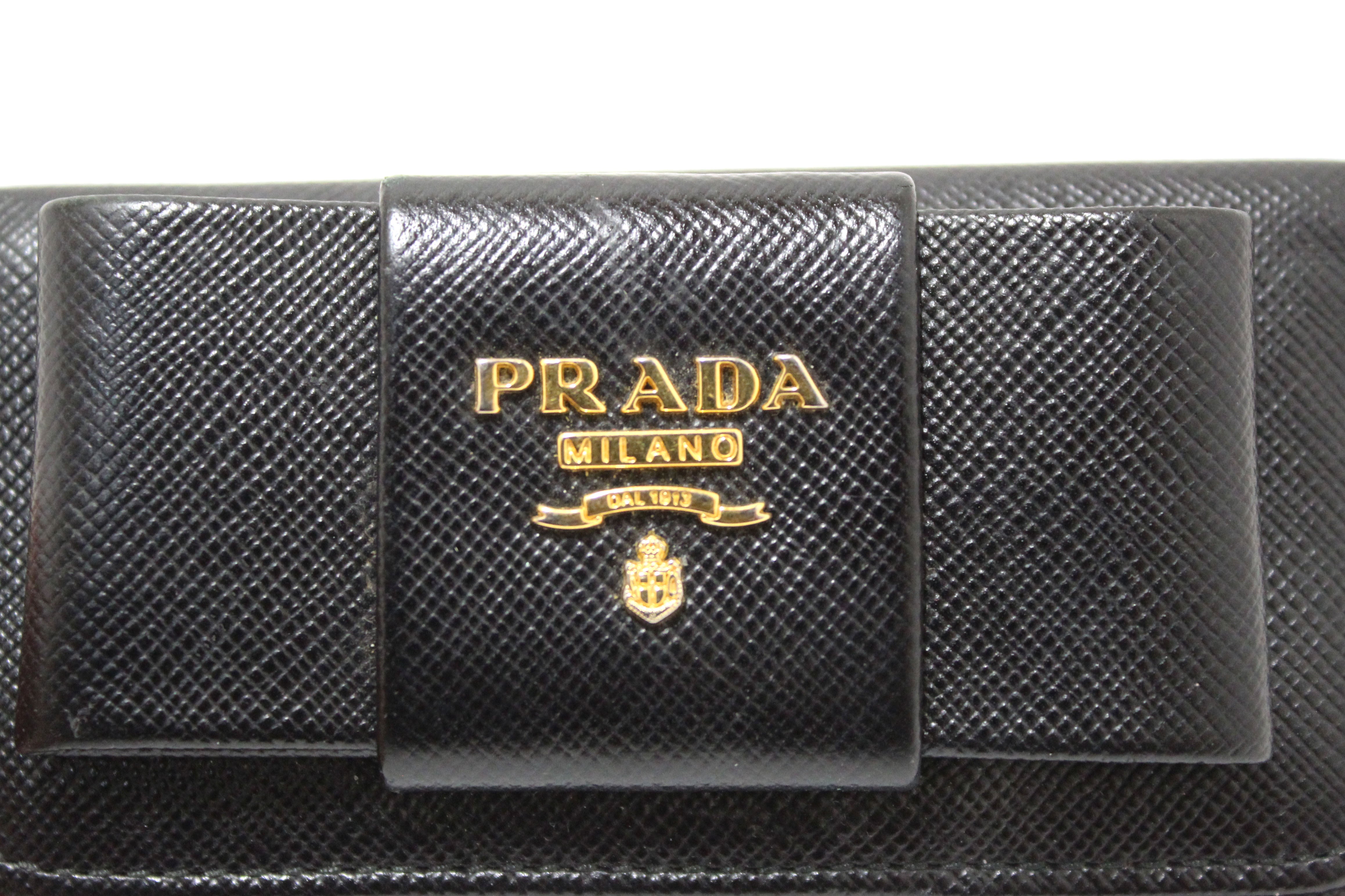 Authentic Prada Black Leather 6 Key Holder Case