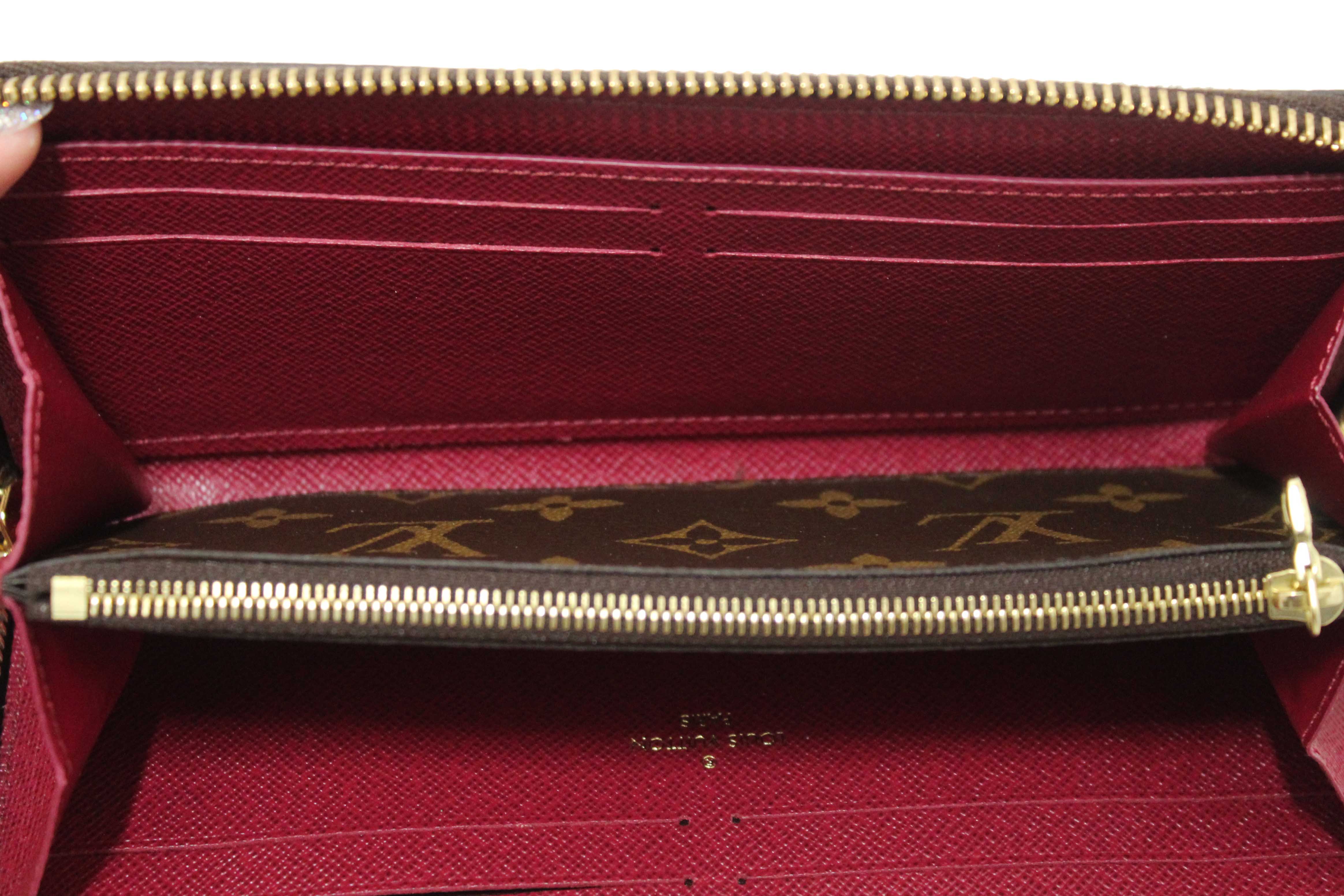 Authentic Louis Vuitton Classic Monogram Fuchsia Clemence Wallet