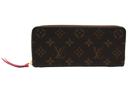 Authentic Louis Vuitton Classic Monogram Fuchsia Clemence Wallet