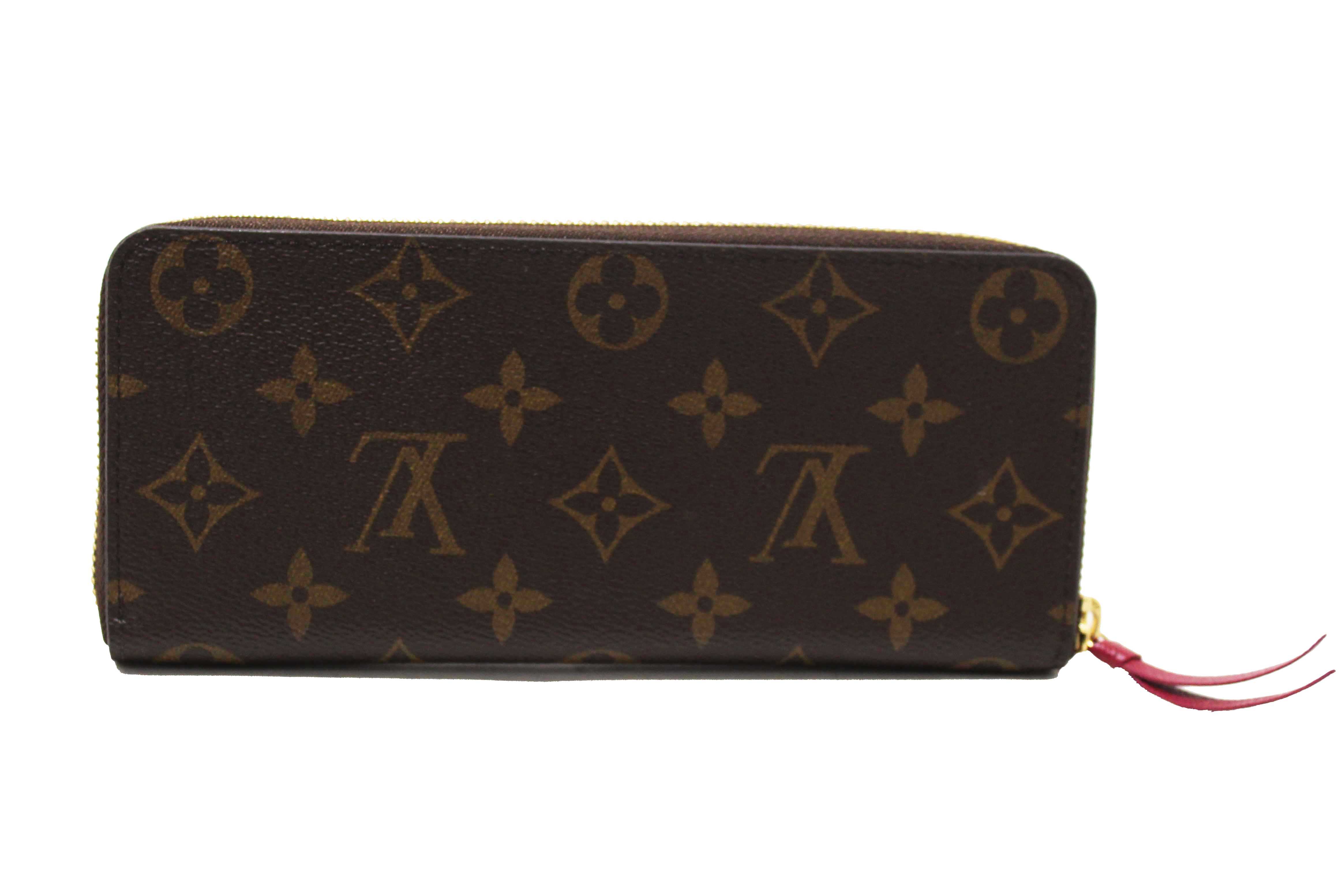 Authentic Louis Vuitton Classic Monogram Fuchsia Clemence Wallet