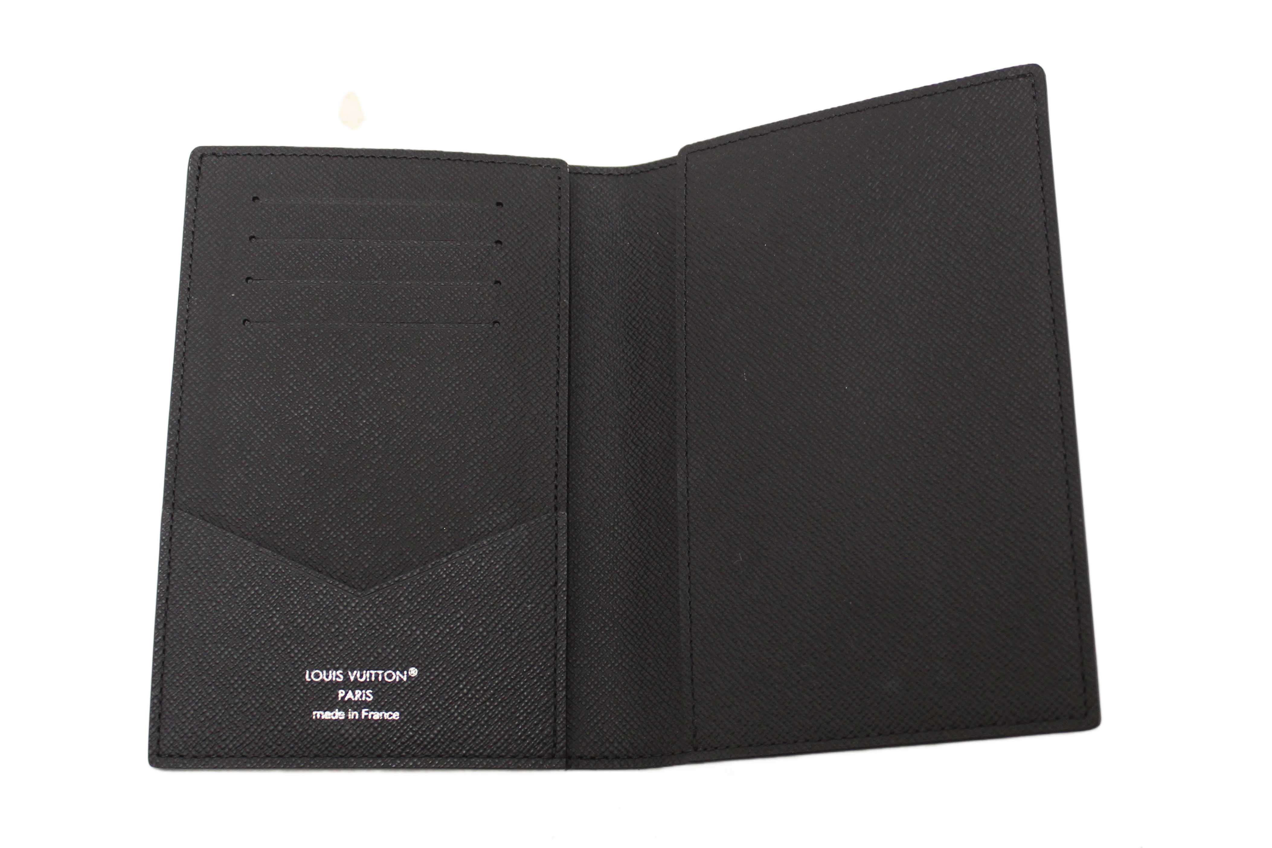 Authentic Louis Vuitton Monogram Eclipse Canvas Passport Cover Holder