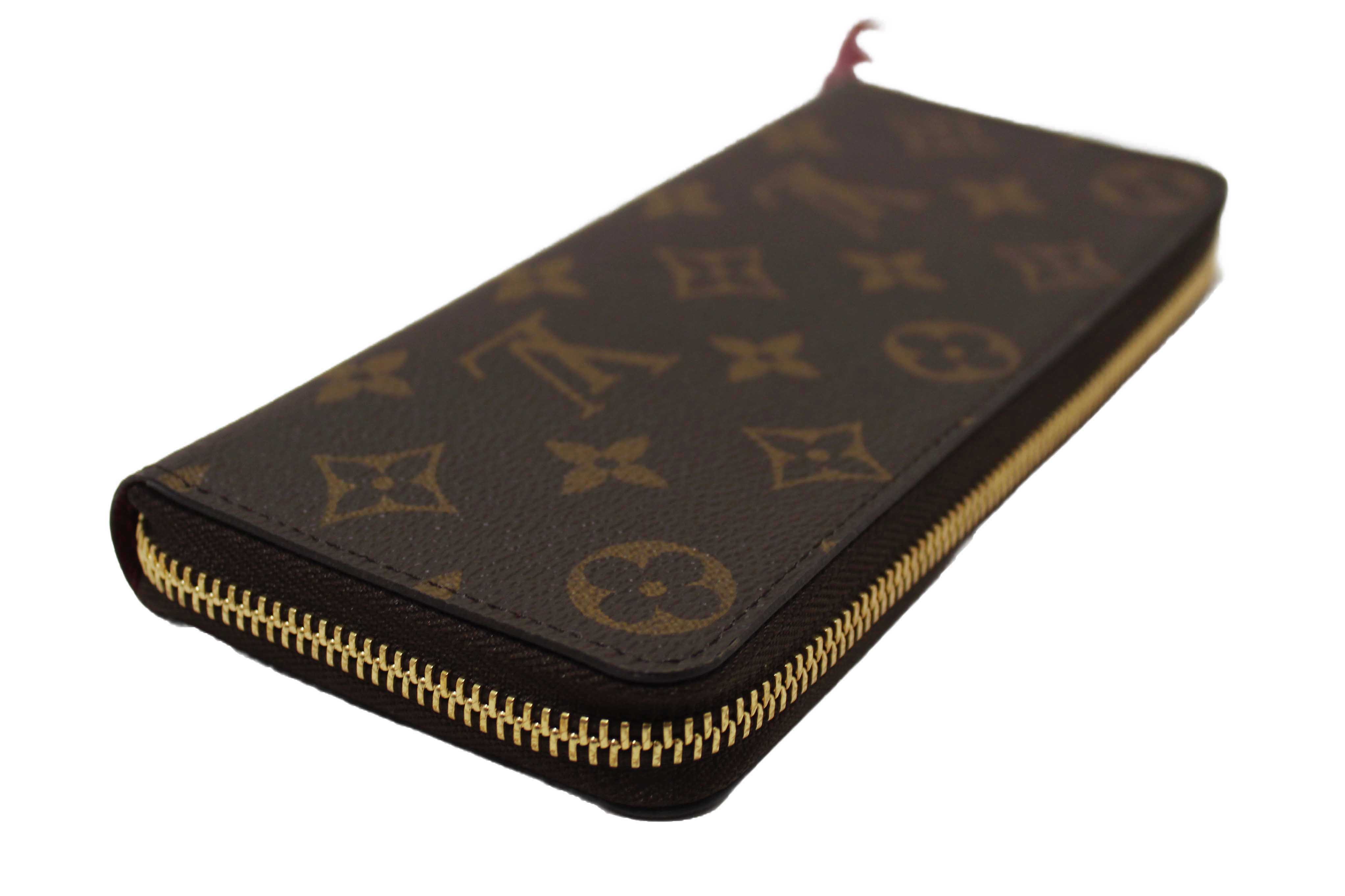 Authentic Louis Vuitton Classic Monogram Fuchsia Clemence Wallet