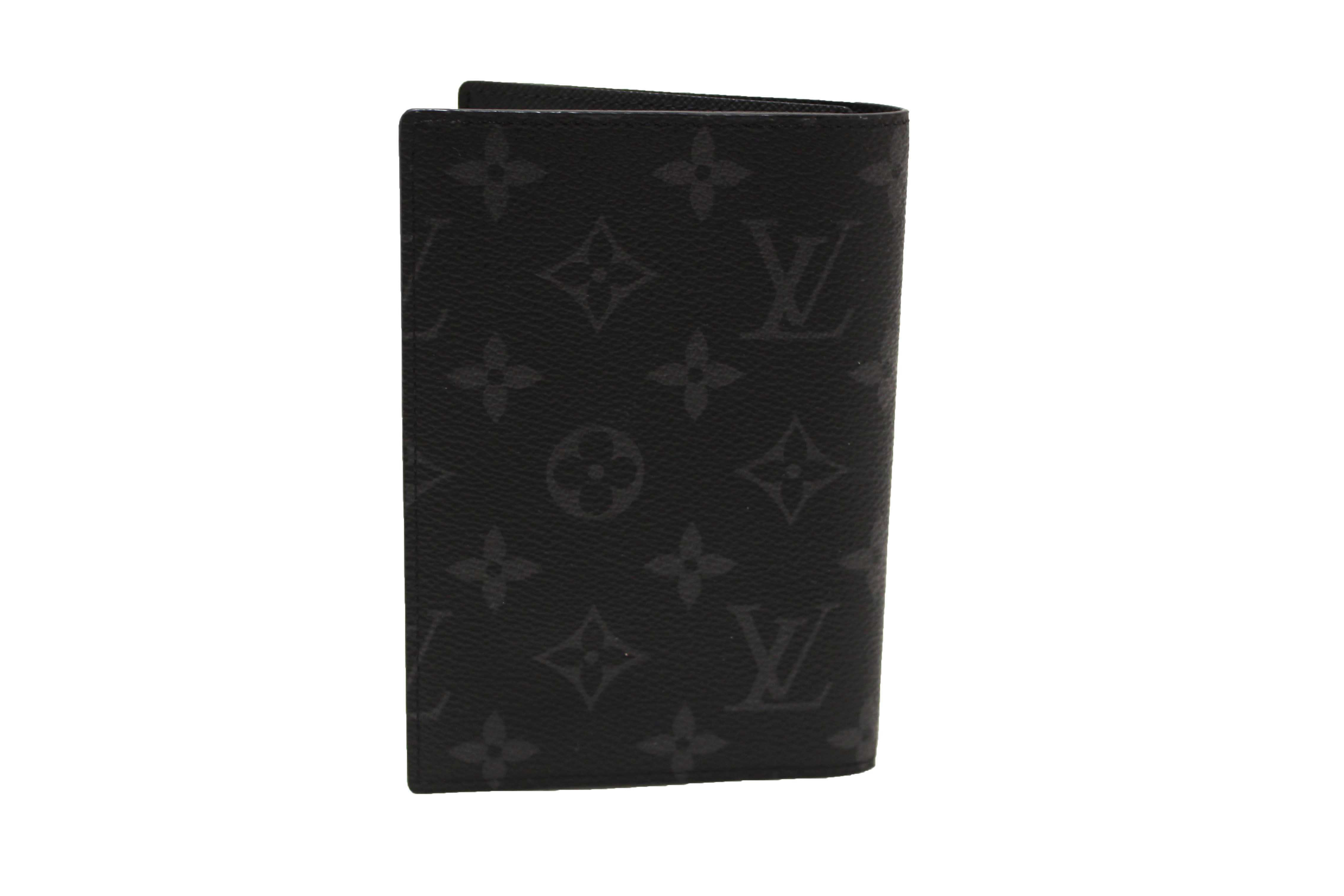 Authentic Louis Vuitton Monogram Eclipse Canvas Passport Cover Holder