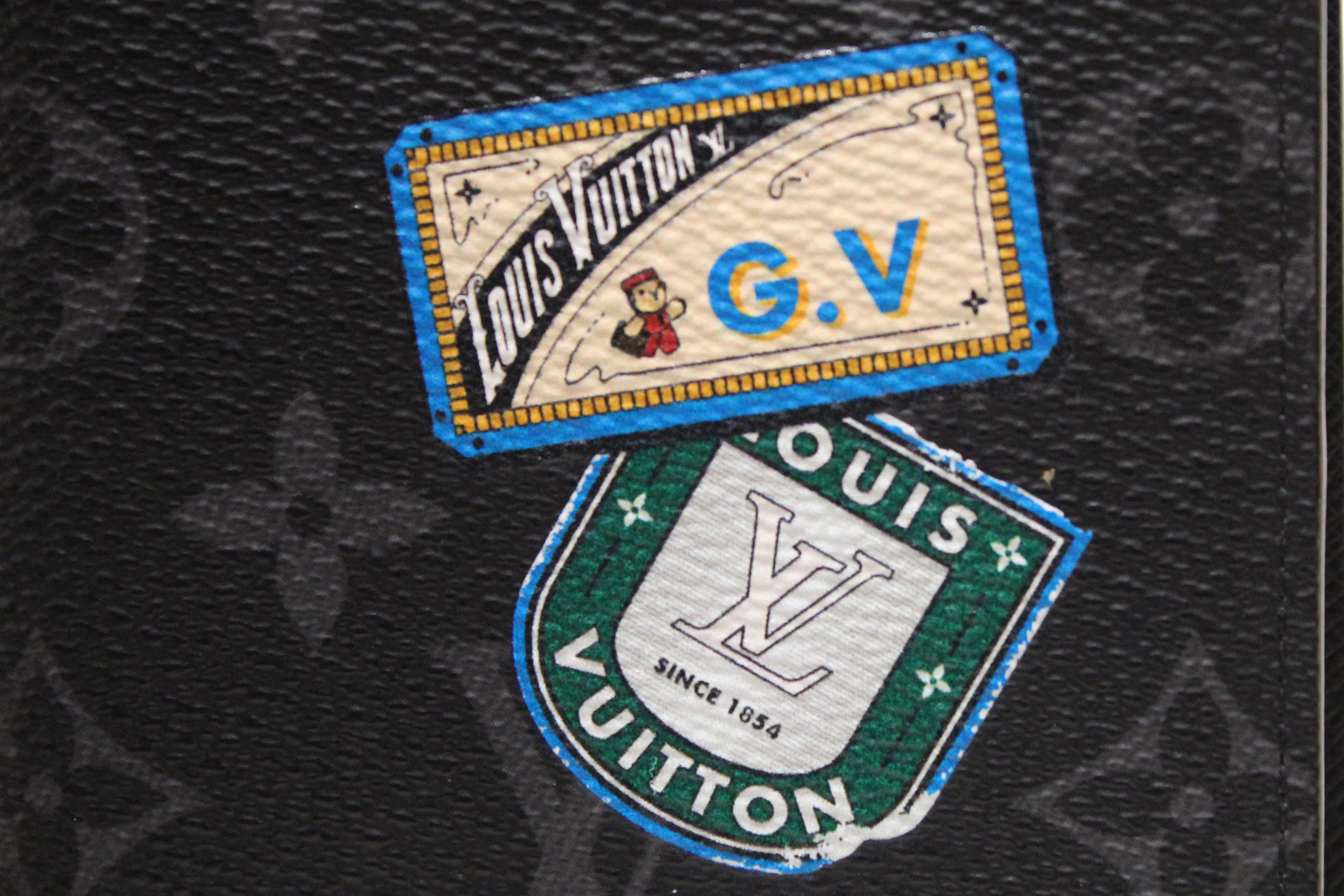 Authentic Louis Vuitton Monogram Eclipse Canvas Passport Cover Holder