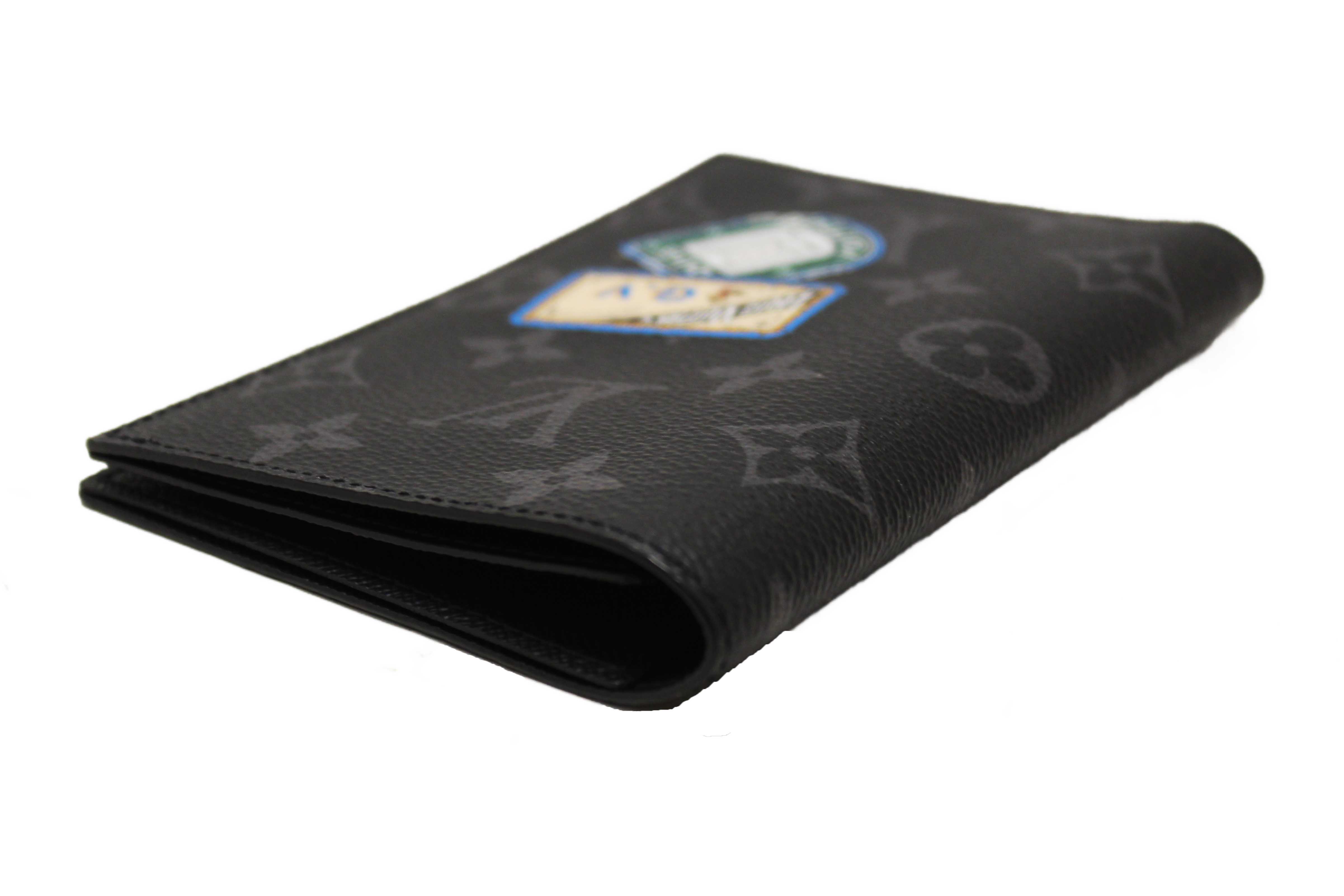 Authentic Louis Vuitton Monogram Eclipse Canvas Passport Cover Holder