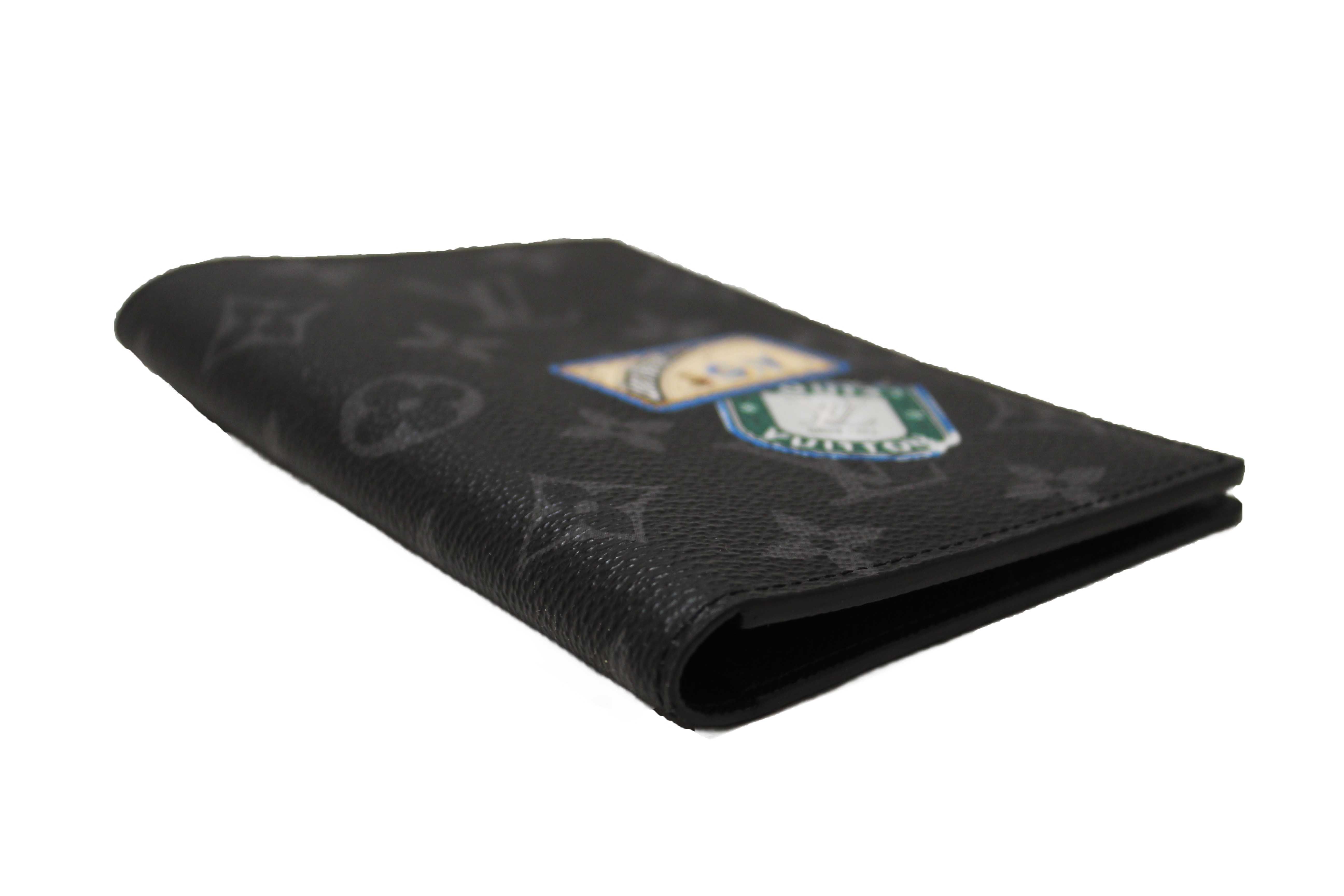 Authentic Louis Vuitton Monogram Eclipse Canvas Passport Cover Holder