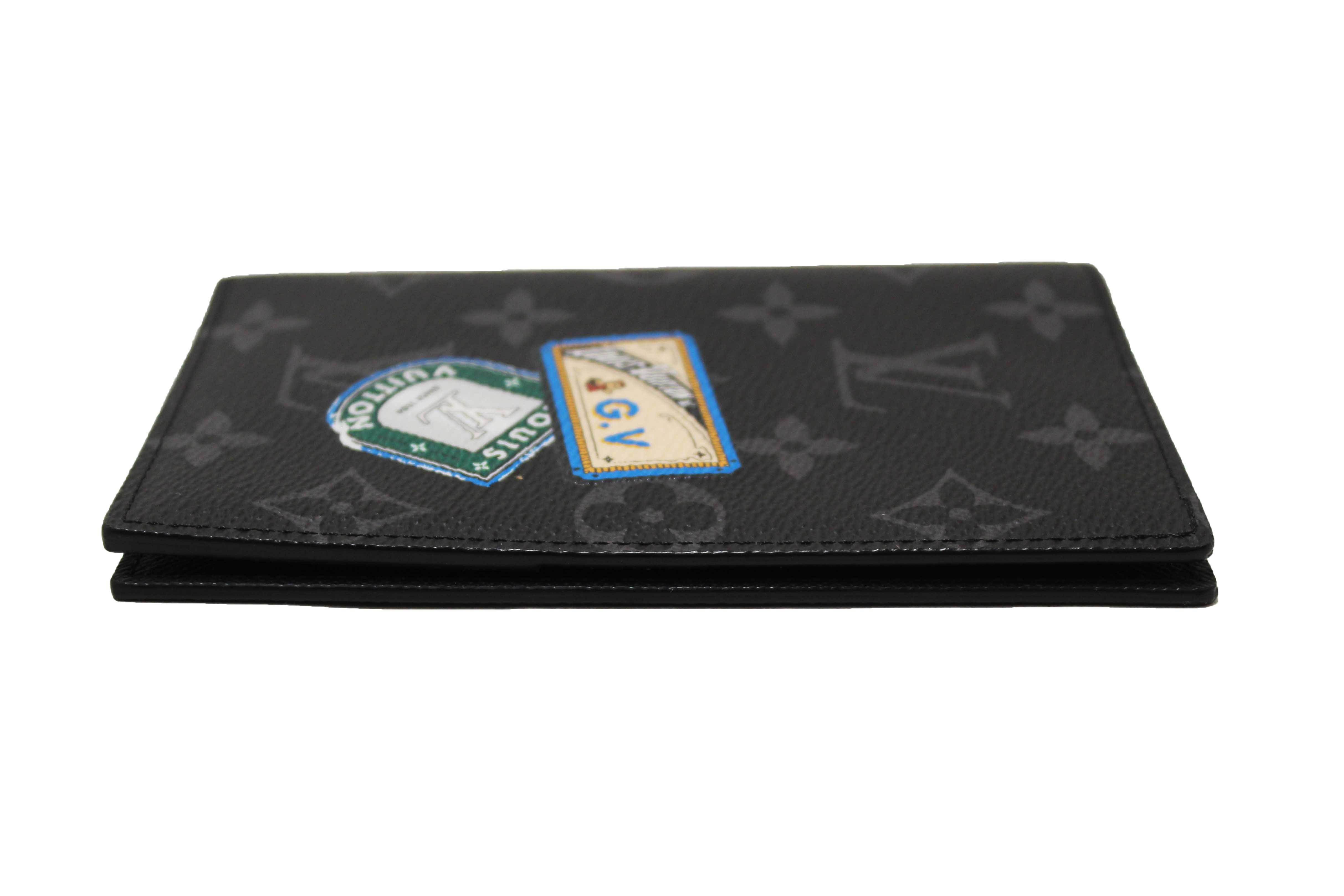 Authentic Louis Vuitton Monogram Eclipse Canvas Passport Cover Holder